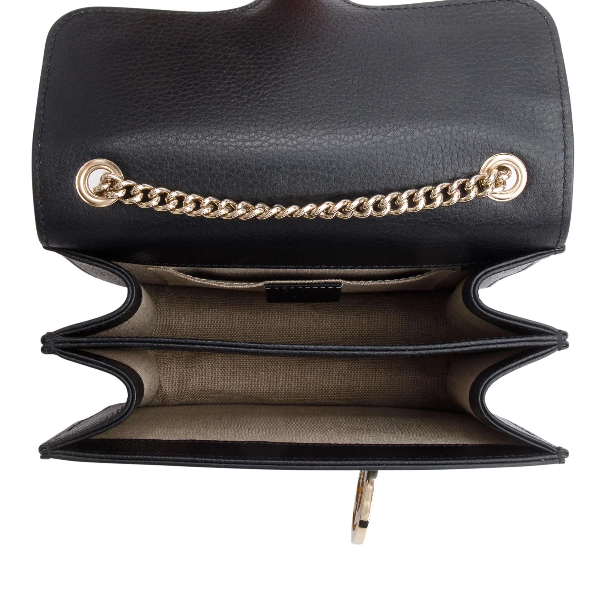 Gucci Black Dollar Calfskin Leather Interlocking GG Small Chain Shoulder Bag - Image 8