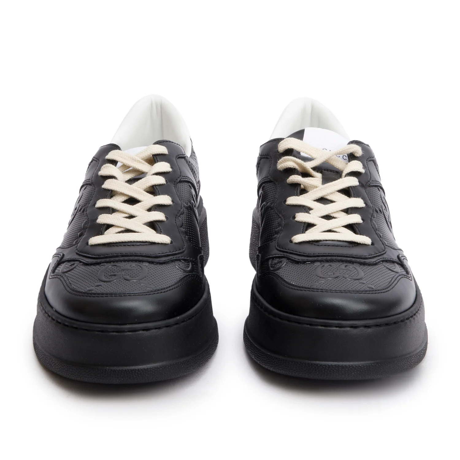 Gucci Black Embossed GG Logo Leather Chunky Sneakers w/ Box, Men's Size 8.5 - Image 4