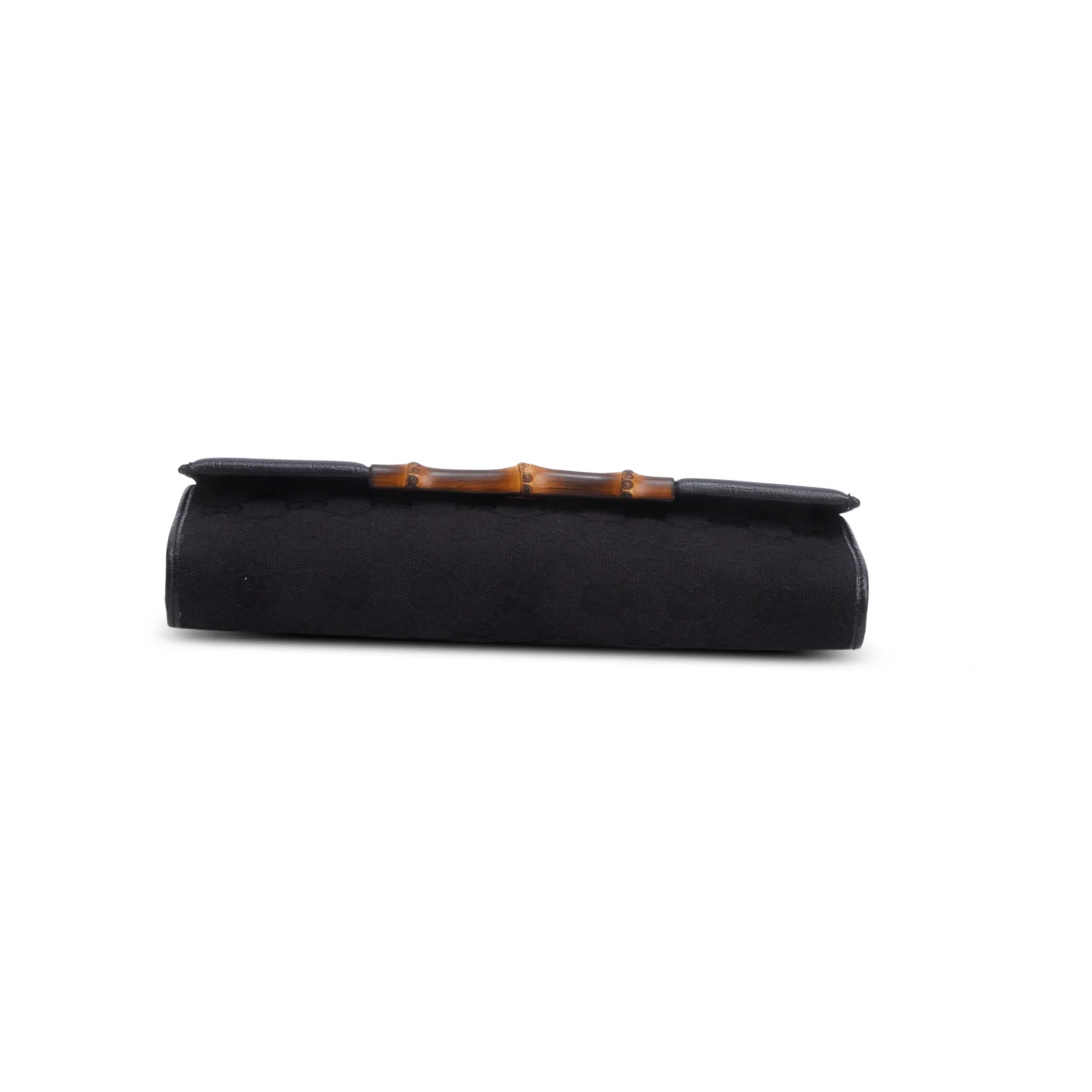 Gucci Black GG Canvas Bamboo Clutch Bag w/ Strap - Image 7