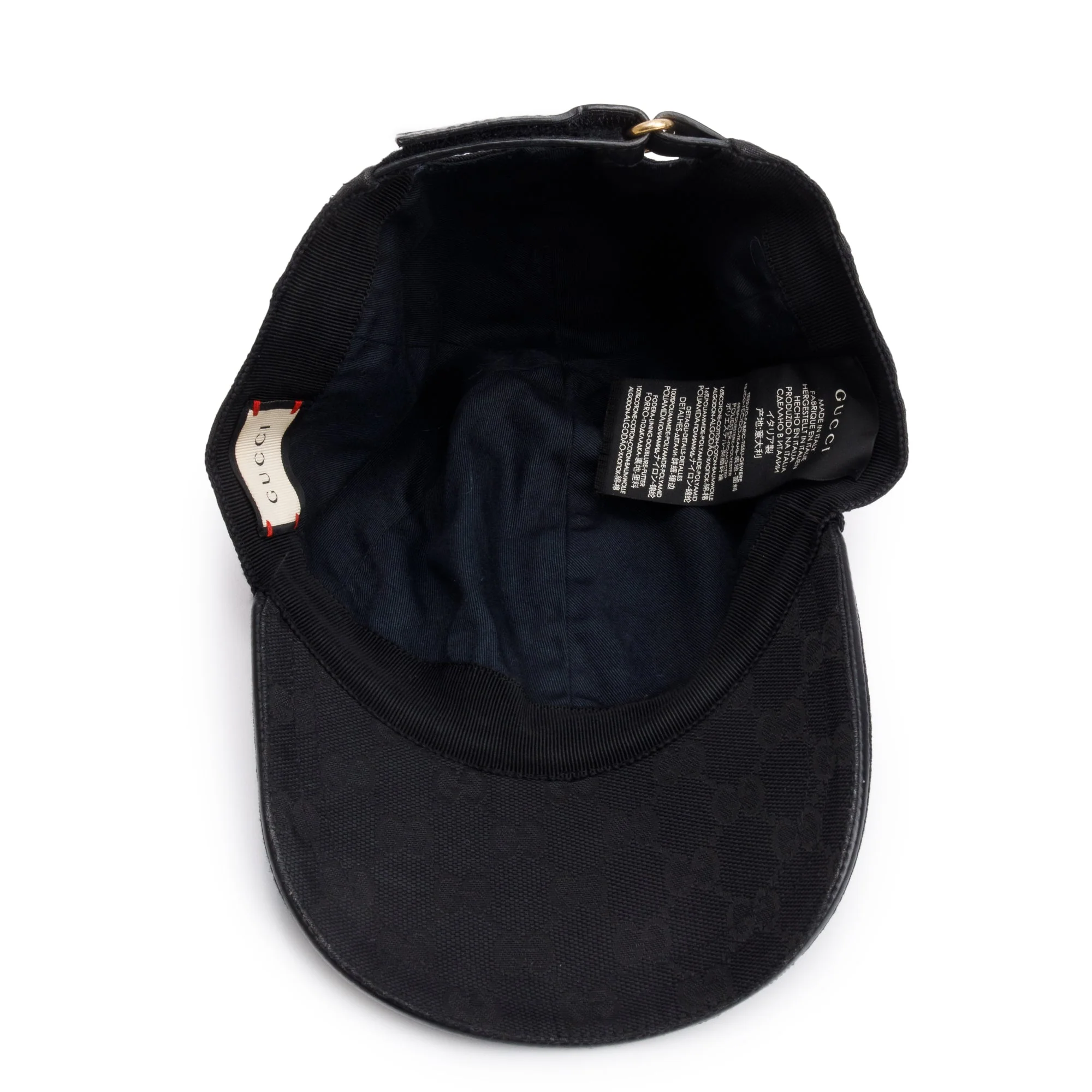 Gucci Black GG Canvas Baseball Hat with Web, Size S 57 - Image 4