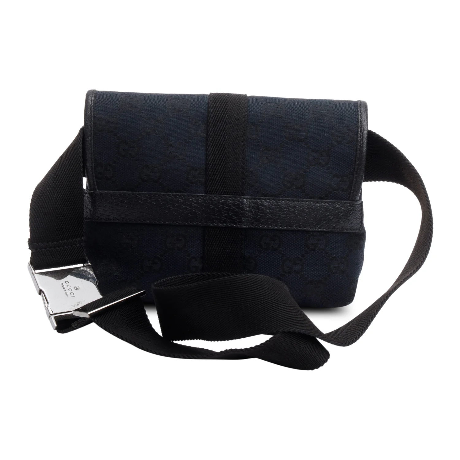 Gucci Black GG Canvas Buckle Waist Bag - Image 4