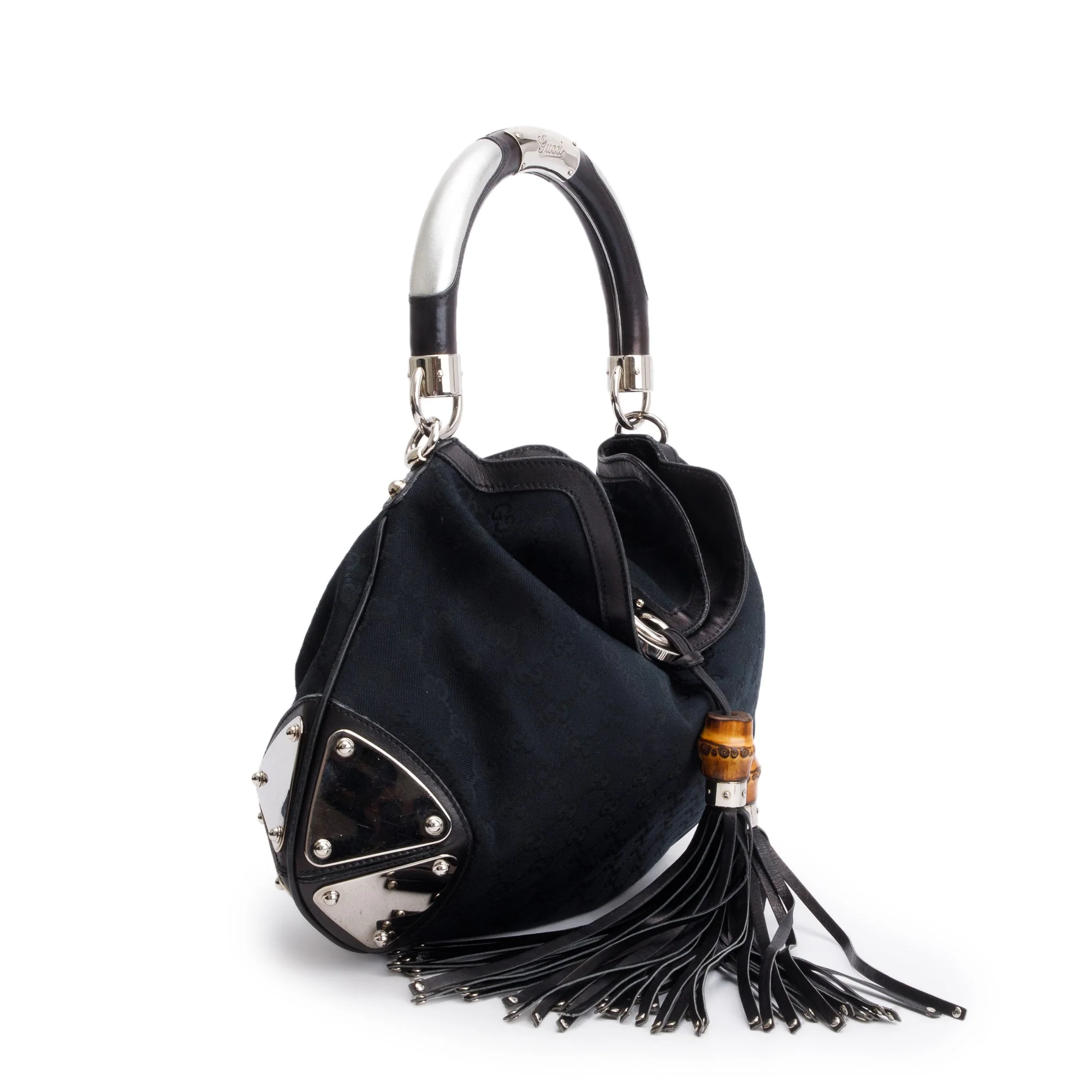 Gucci Black GG Canvas Medium Indy Babouska Hobo - Image 2