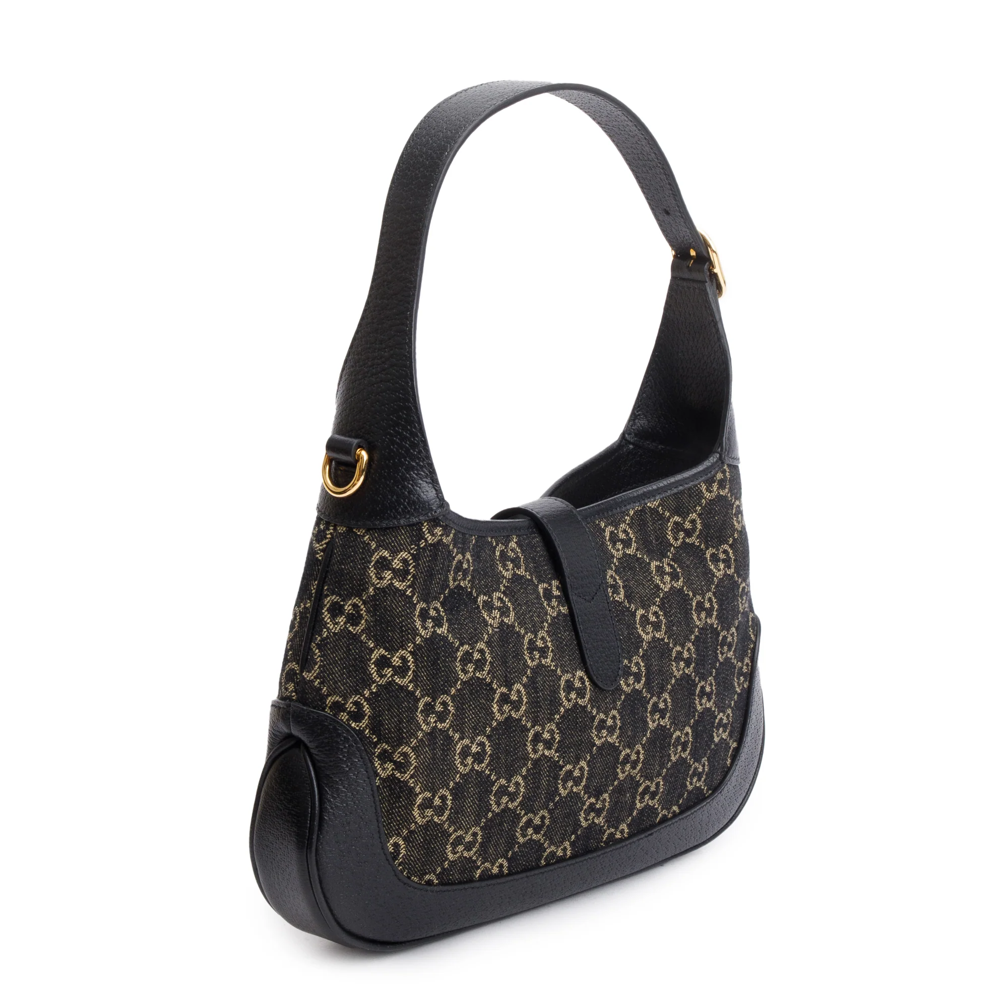 Gucci Black GG Denim Leather Trim Jackie 1961 Mini Shoulder Bag w/ Strap - Image 6