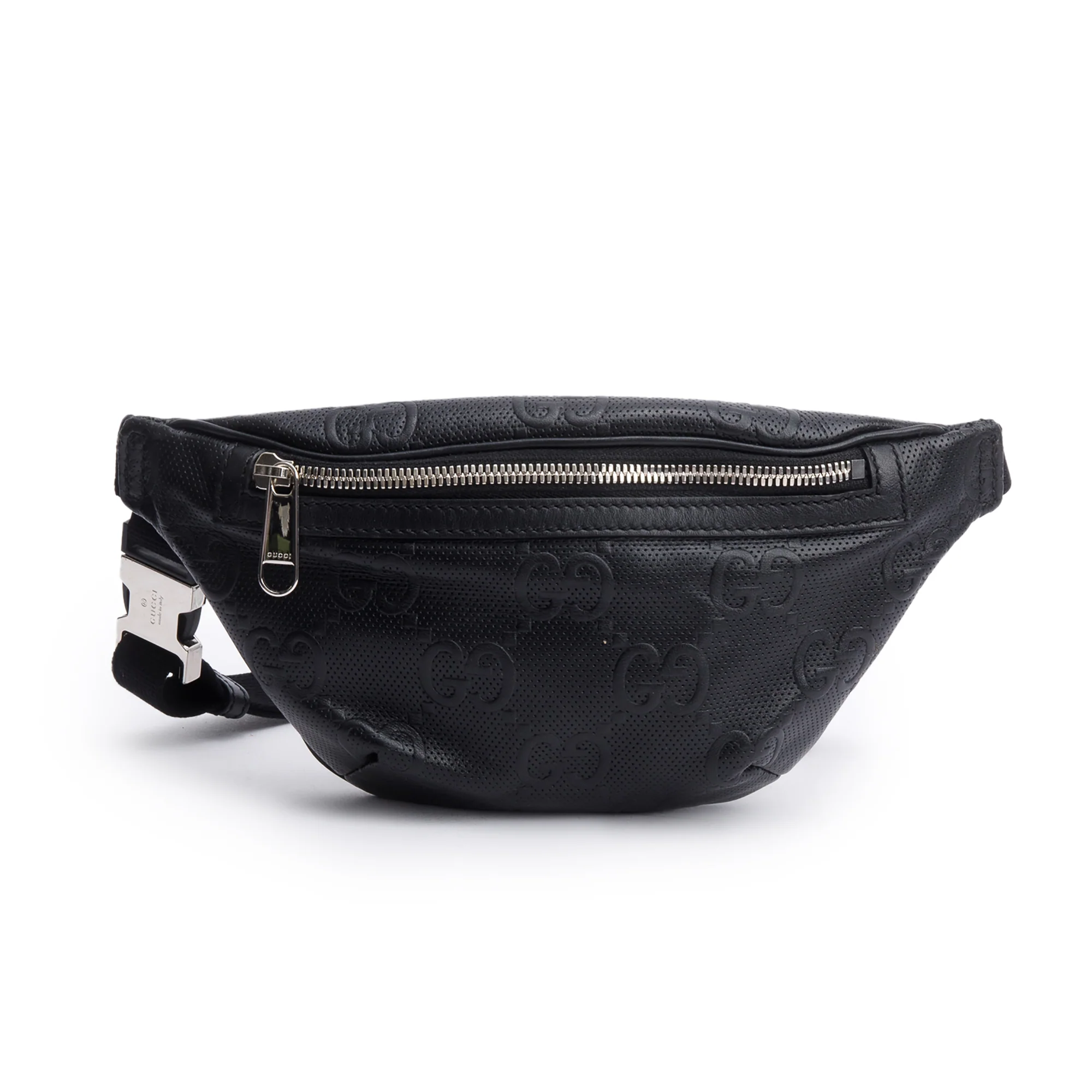 Gucci Black GG Embossed Leather Belt Bag