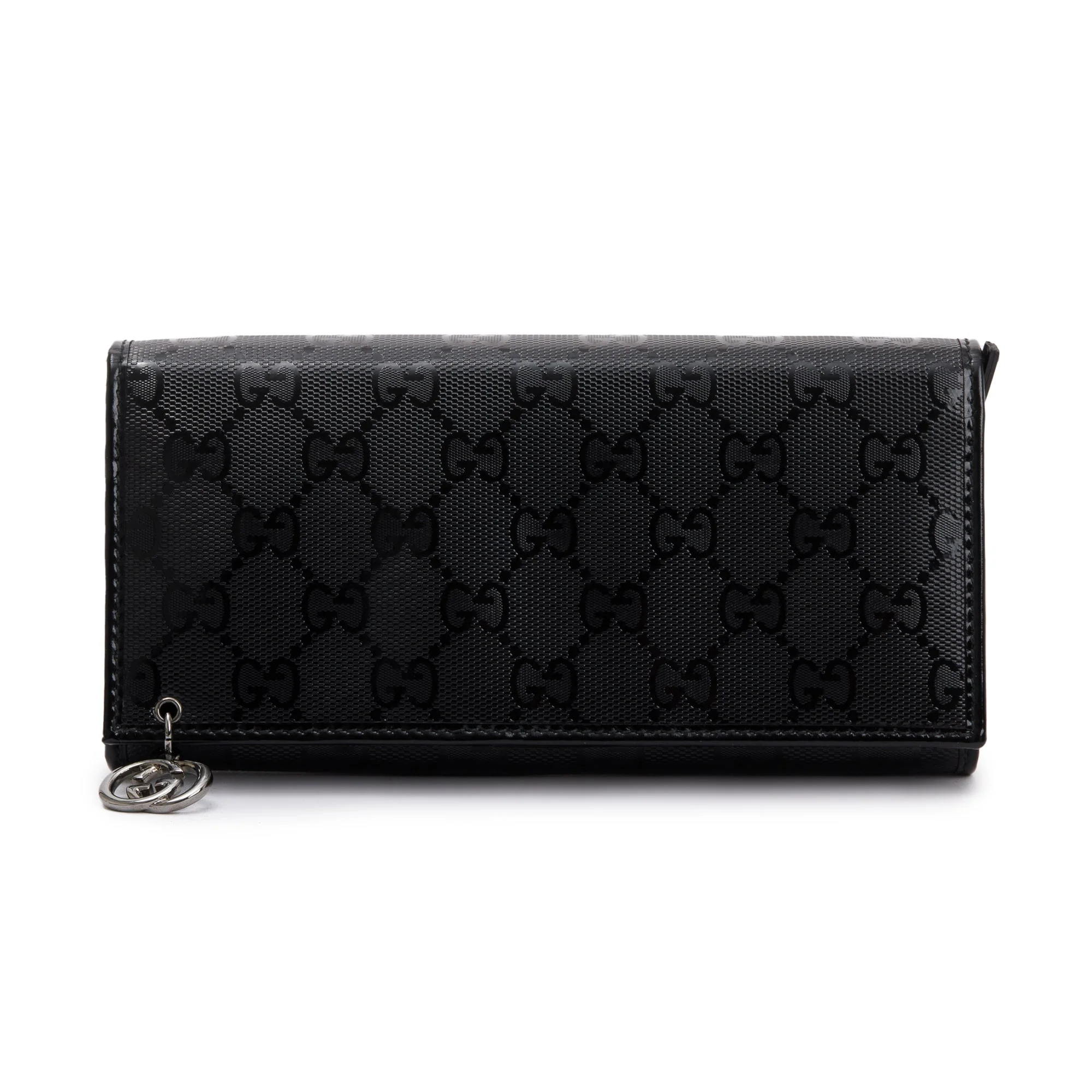 Gucci Black GG Imprime Monogram Pierced Wallet On Chain w/ Box - Image 3
