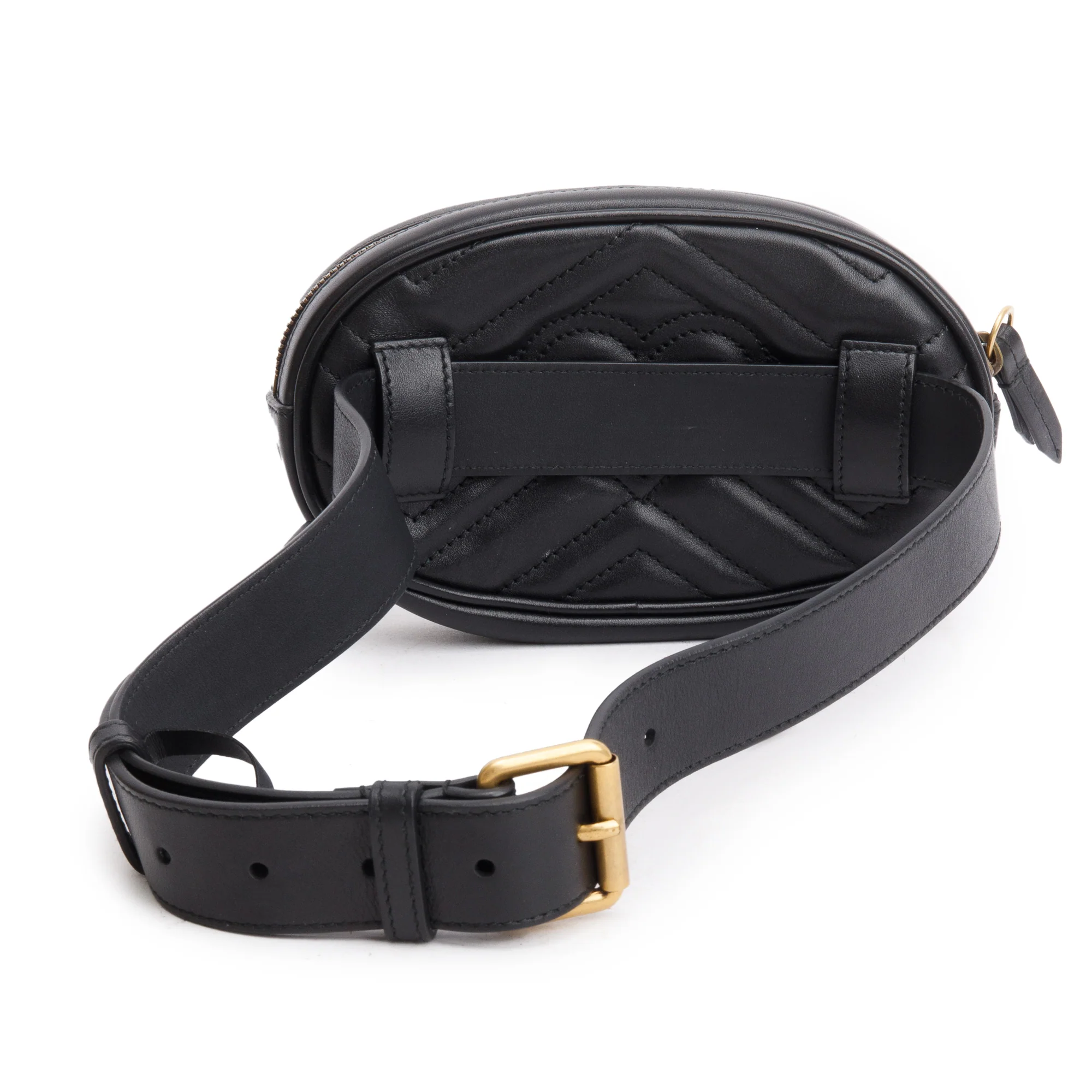 Gucci Black GG Marmont Matelasse Leather Belt Bag, Size 75 w/ Box - Image 4