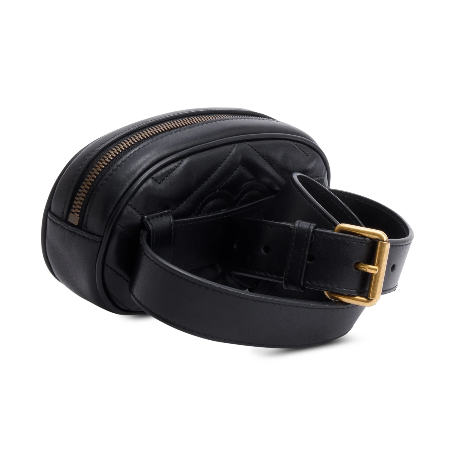 Gucci Black GG Marmont Matelasse Leather Belt Bag, Size 95 - Image 4