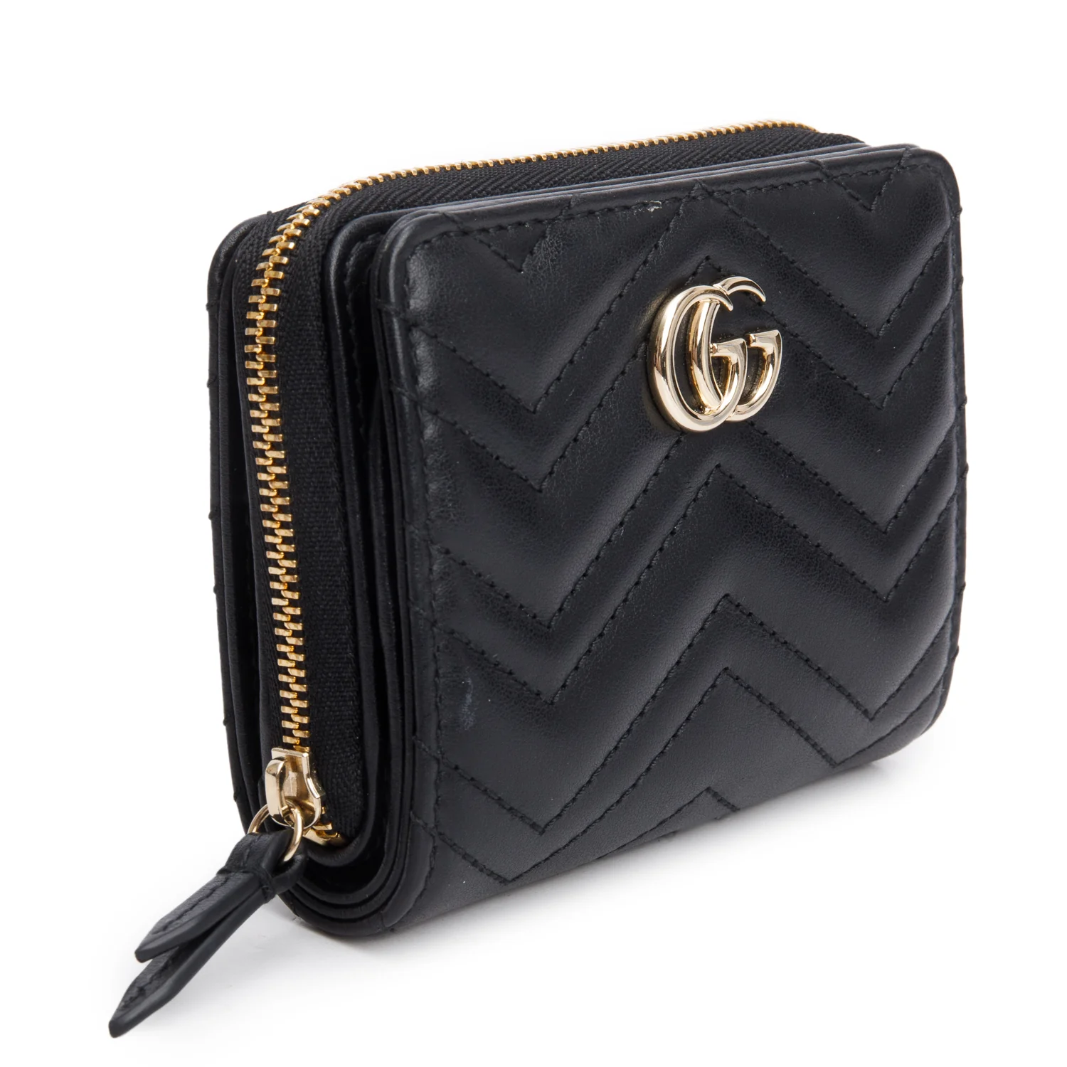 Gucci Black GG Marmont Matelasse Leather Compact Zip Mini Wallet w/ Box - Image 3