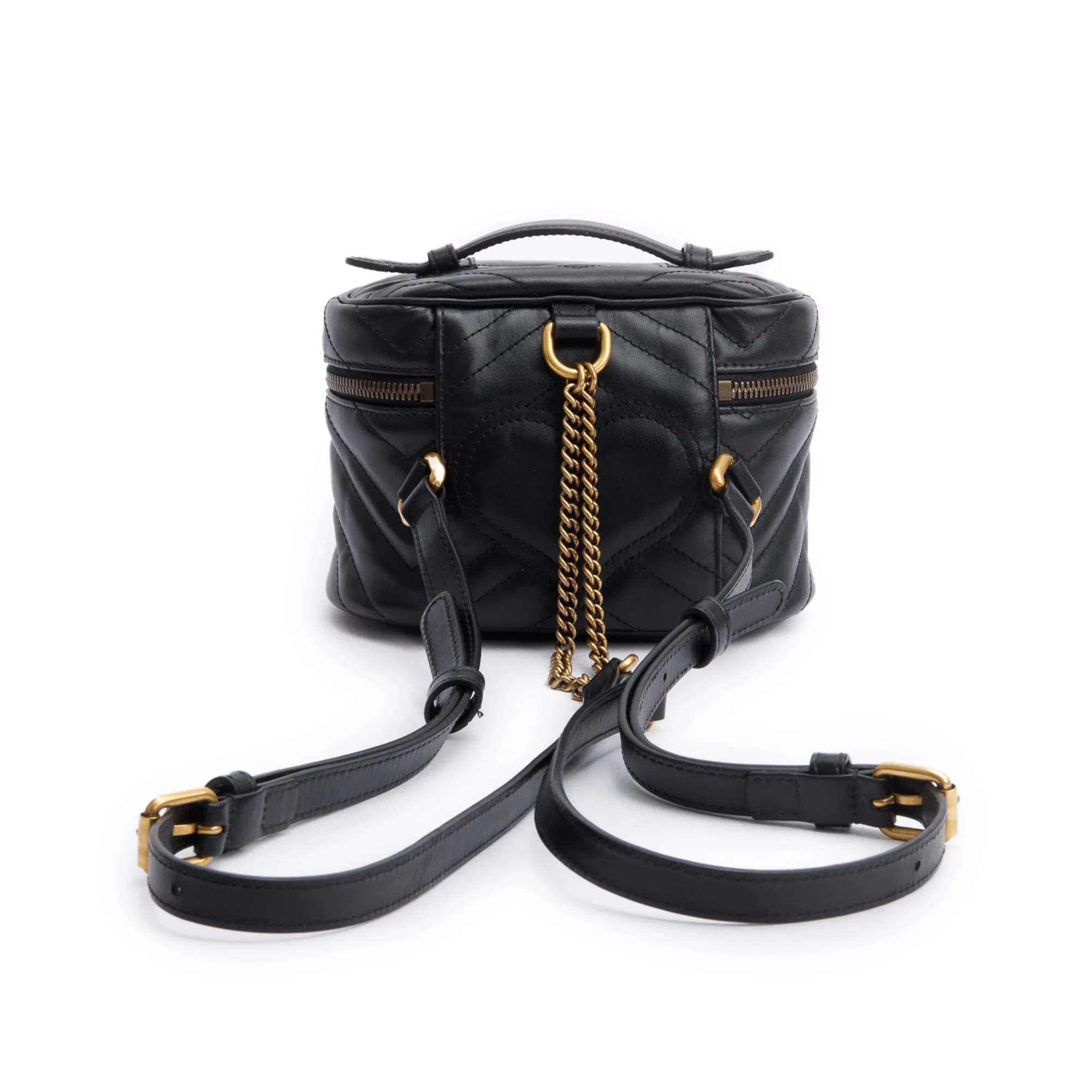 Gucci Black GG Marmont Matelasse Leather Double G Vanity Case Backpack - Image 4