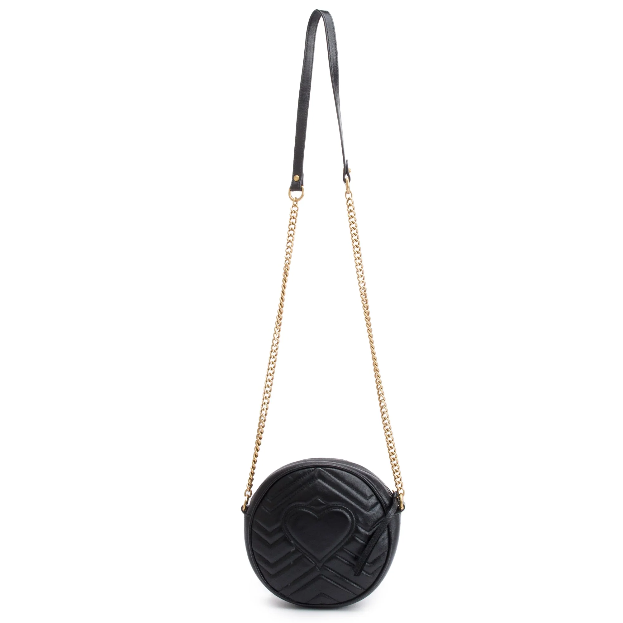 Gucci Black GG Marmont Matelasse Leather Mini Round Shoulder Bag - Image 5