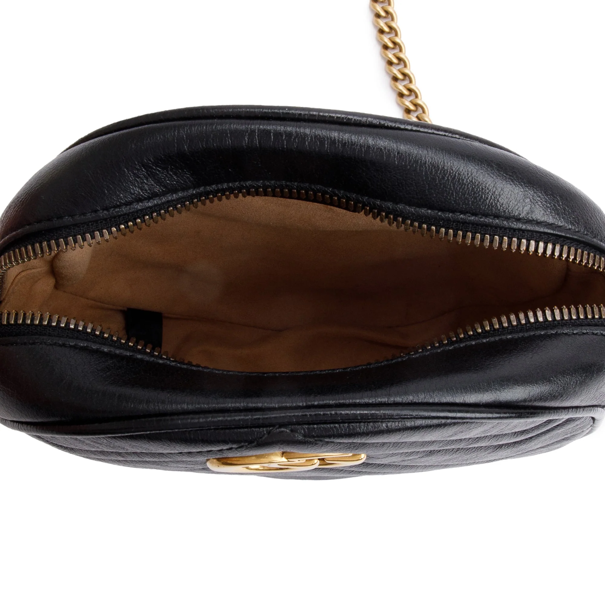 Gucci Black GG Marmont Matelasse Leather Mini Round Shoulder Bag - Image 7