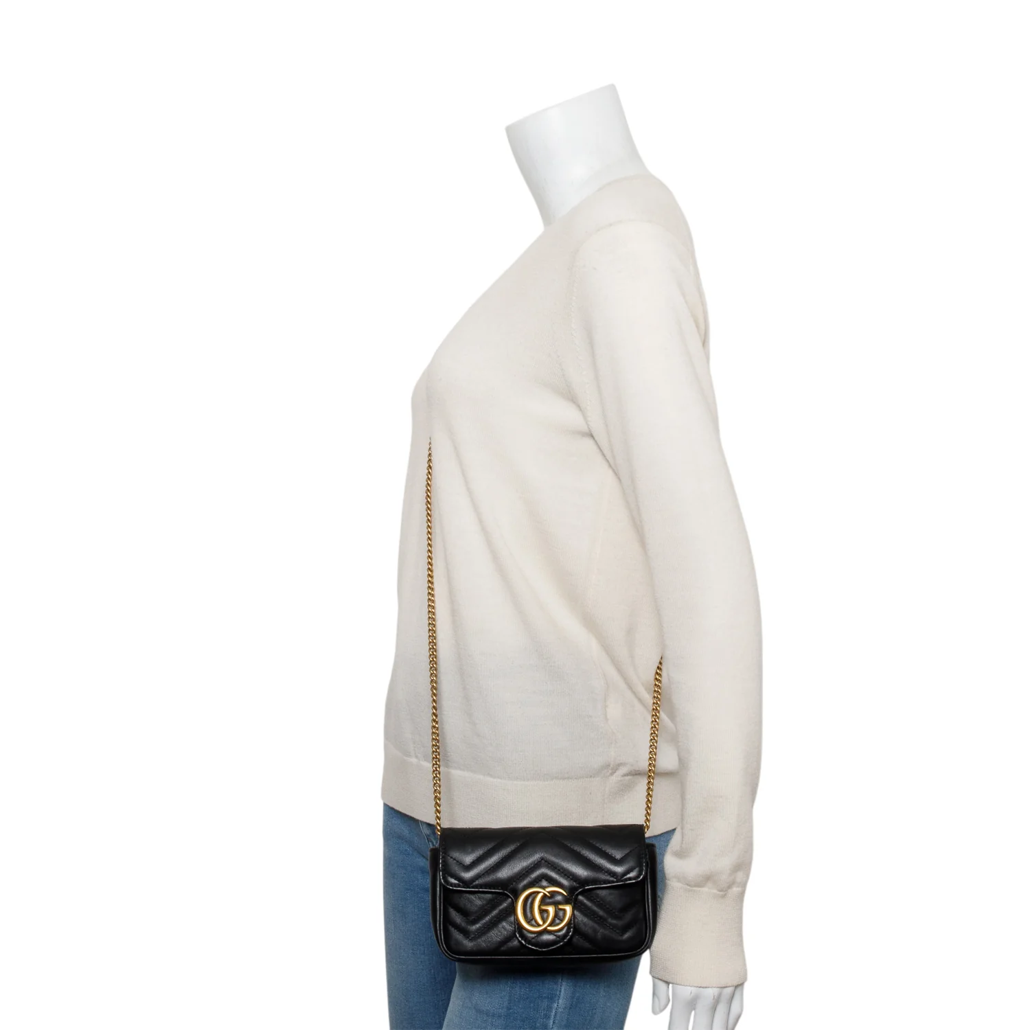 Gucci Black GG Marmont Matelasse Leather Super Mini Bag - Image 2