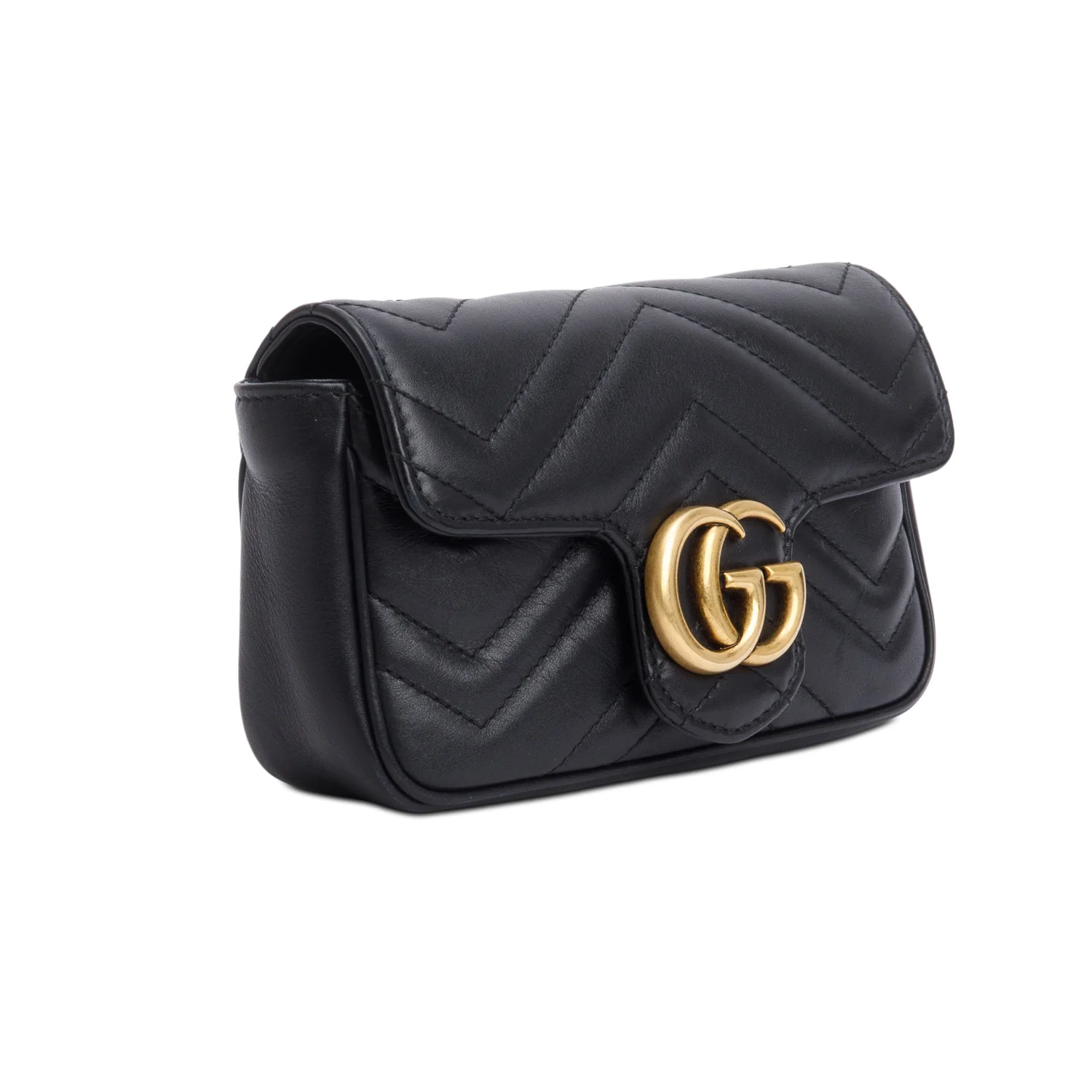 Gucci Black GG Marmont Matelasse Leather Super Mini Bag - Image 4