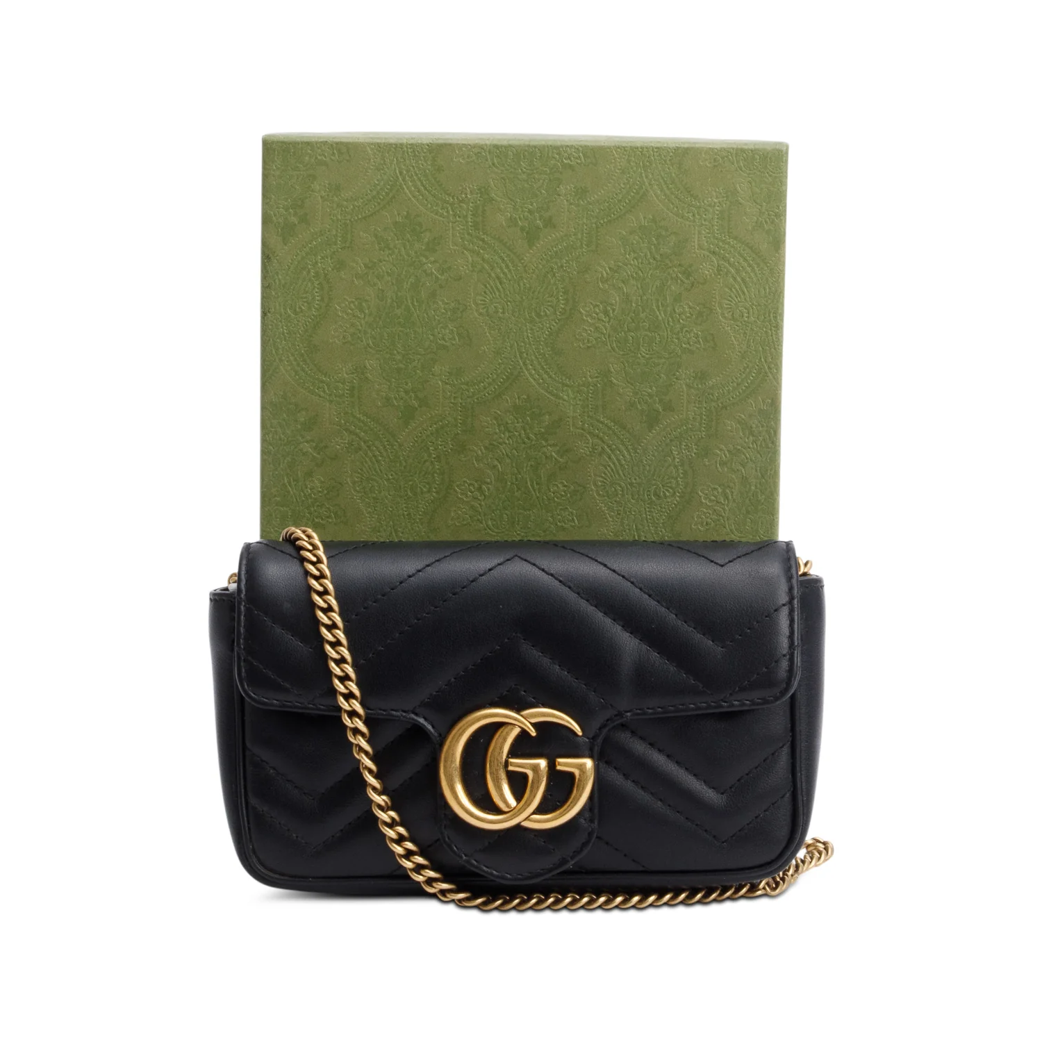Gucci Black GG Marmont Matelasse Leather Super Mini Bag w/ Box - Image 2