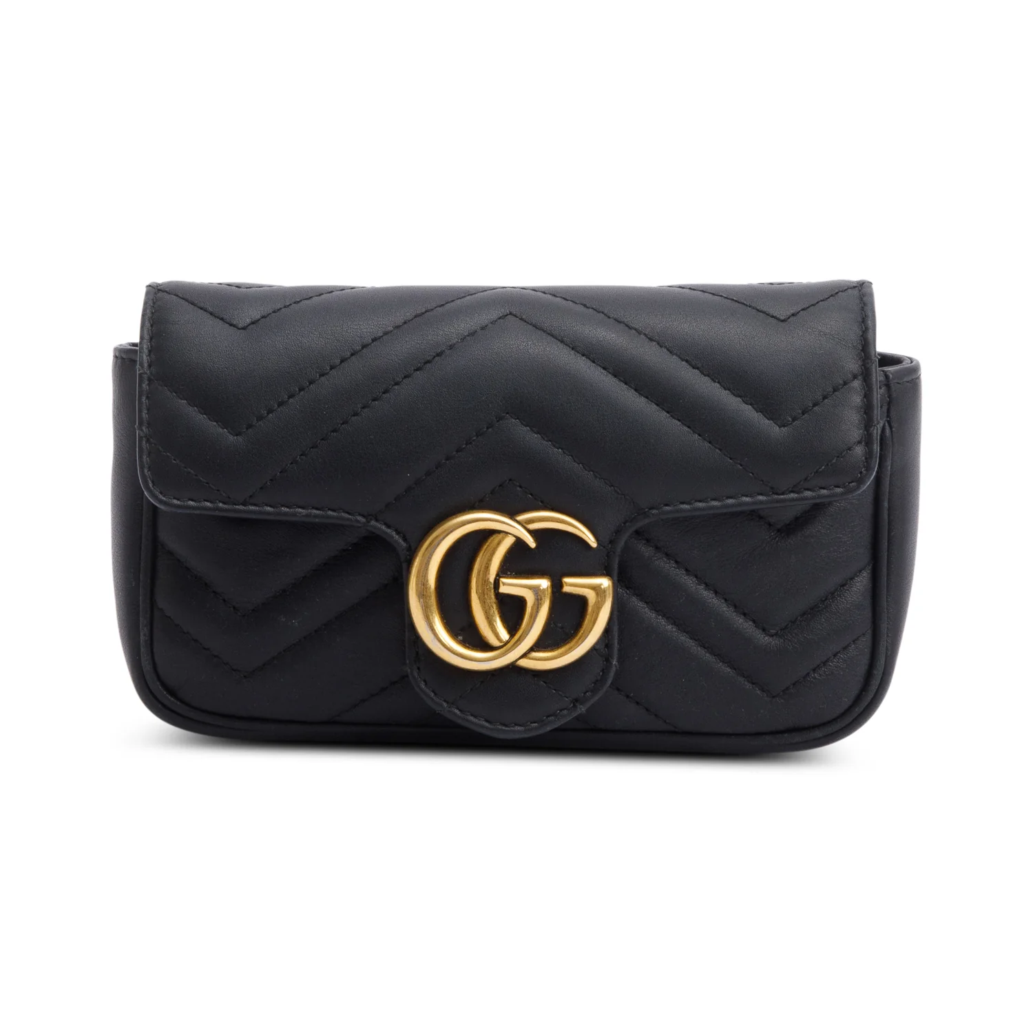 Gucci Black GG Marmont Matelasse Leather Super Mini Bag w/ Box - Image 4