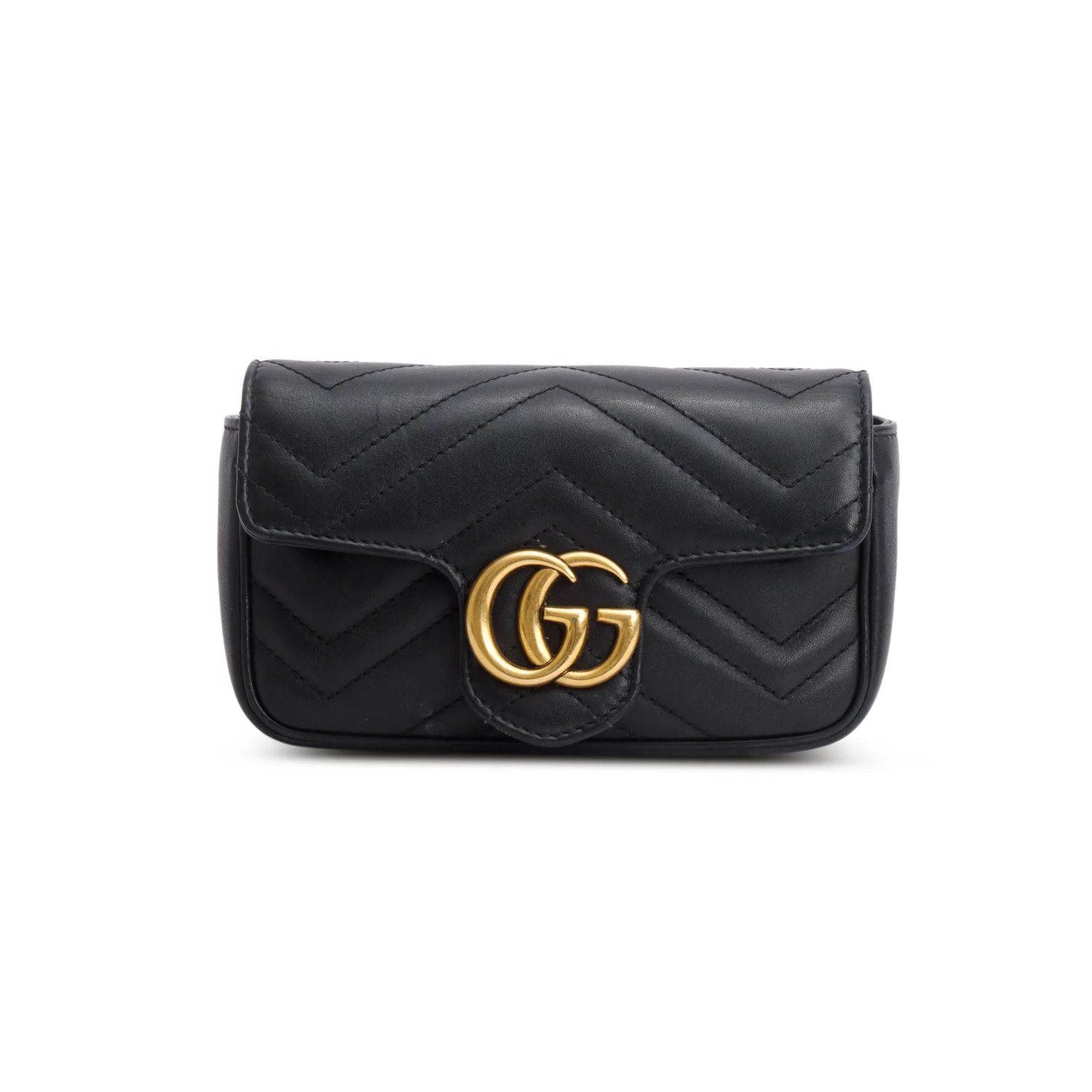 Gucci Black GG Marmont Matelasse Leather Super Mini Bag w/ Box - Image 4