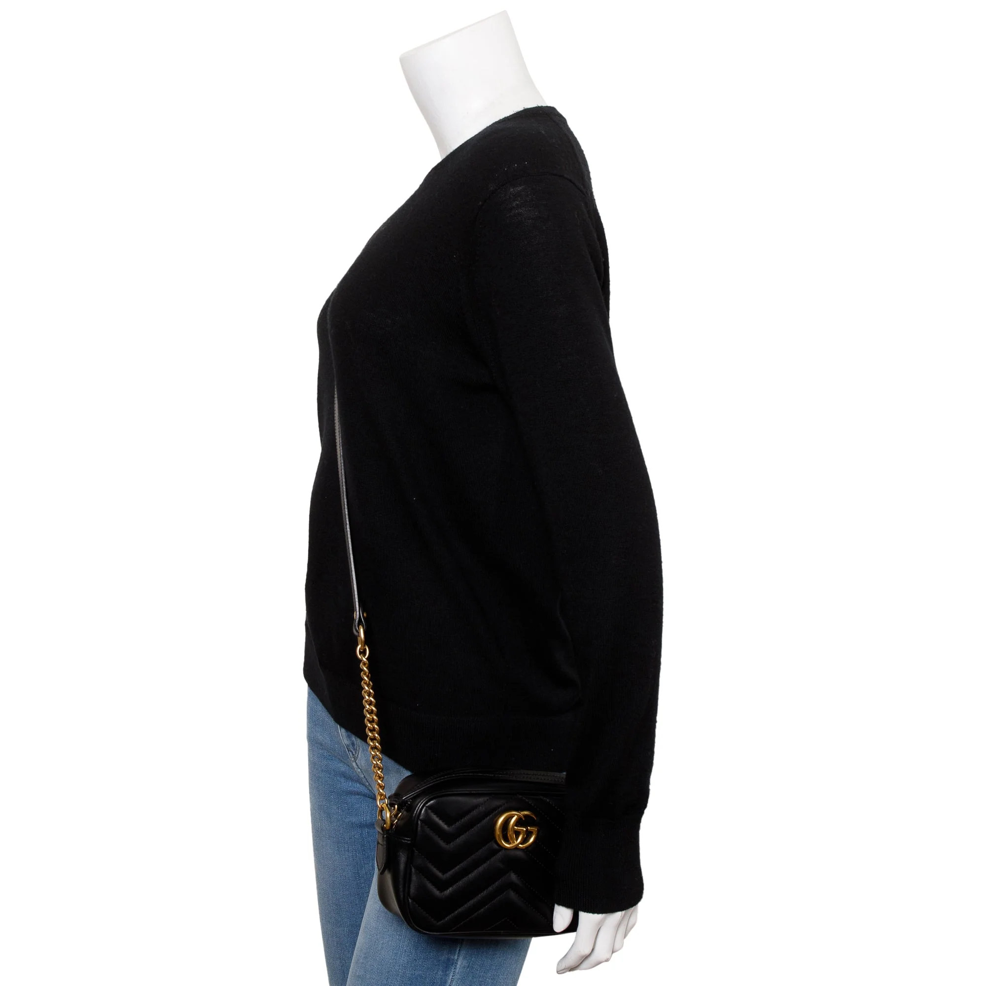 Gucci Black GG Marmont Matelasse Mini Shoulder Bag - Image 2