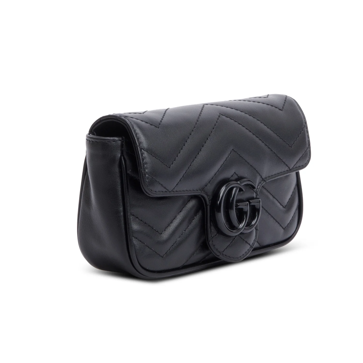 Gucci Black GG Marmont Matelasse Monochrome Belt Bag w/ Box - Image 4