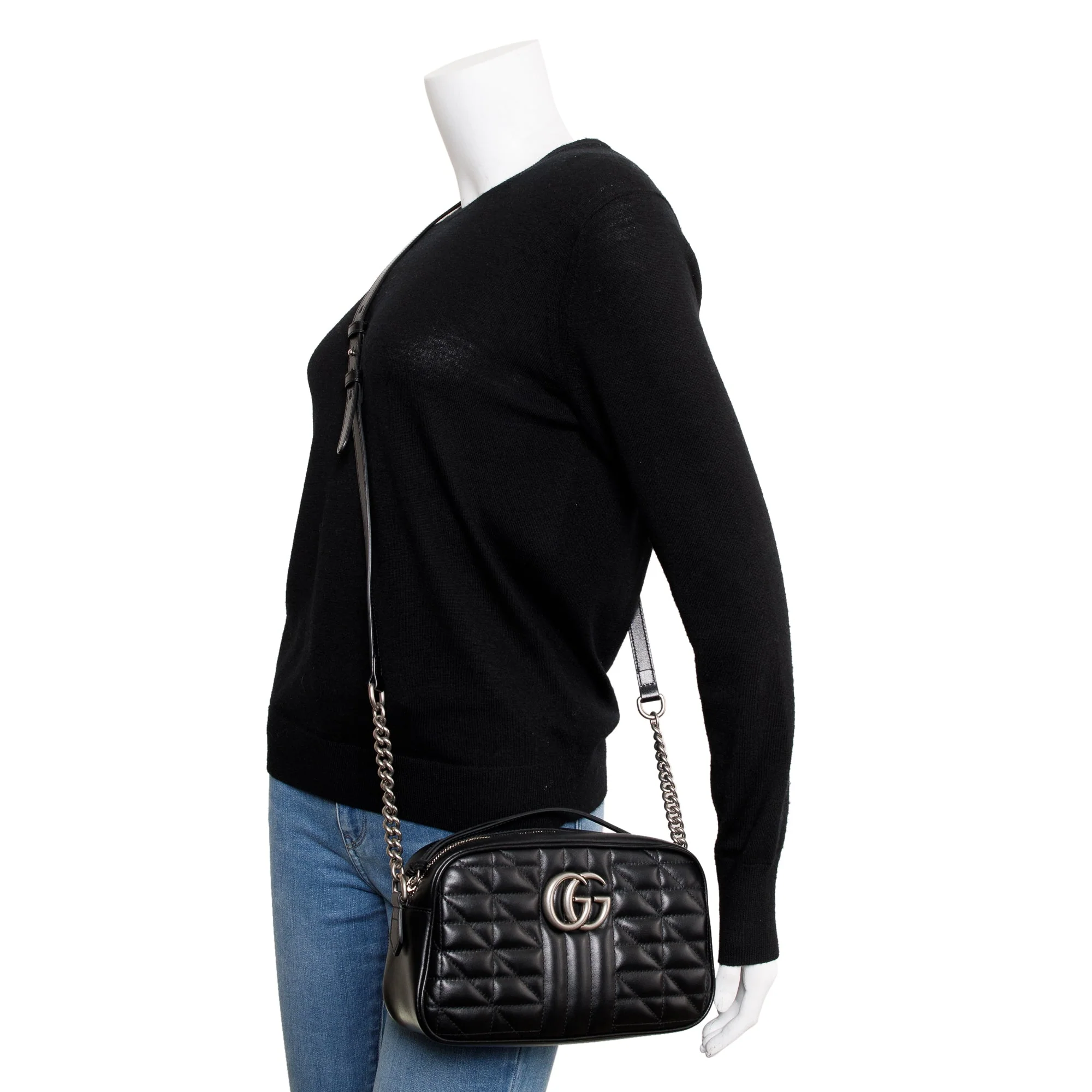 Gucci Black GG Marmont Matelasse Small Shoulder Bag w/ Box - Image 2