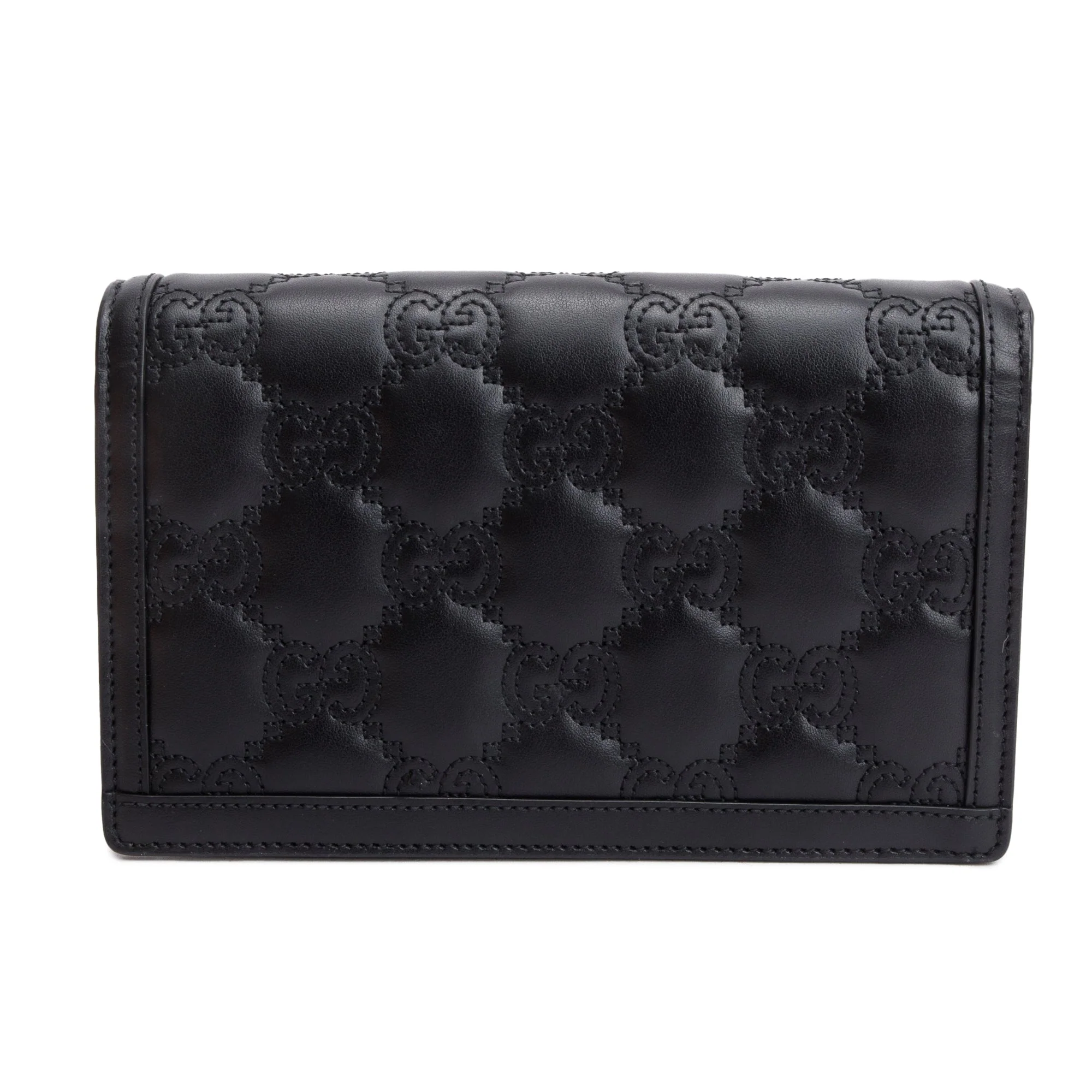 Gucci Black GG Matelasse Leather Chain Wallet w/ Box & Receipt - Image 6