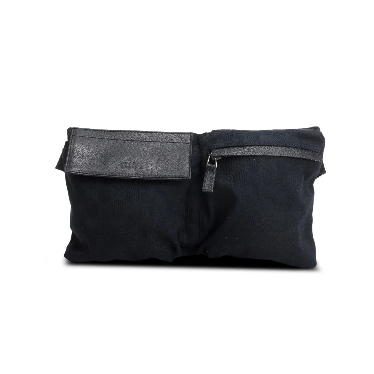 Gucci Black GG Monogram Double Pocket Belt Bag - Image 2