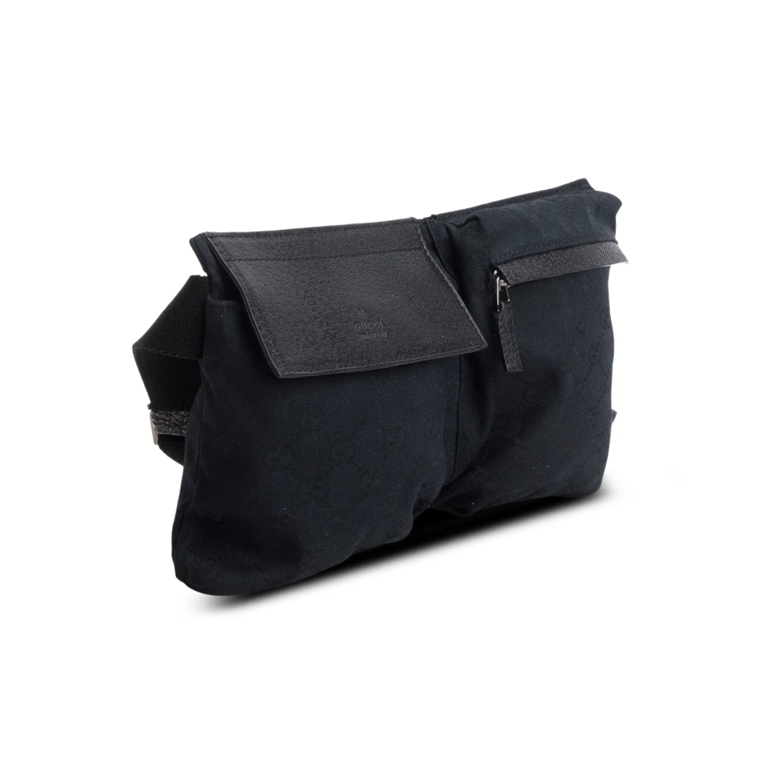 Gucci Black GG Monogram Double Pocket Belt Bag - Image 3