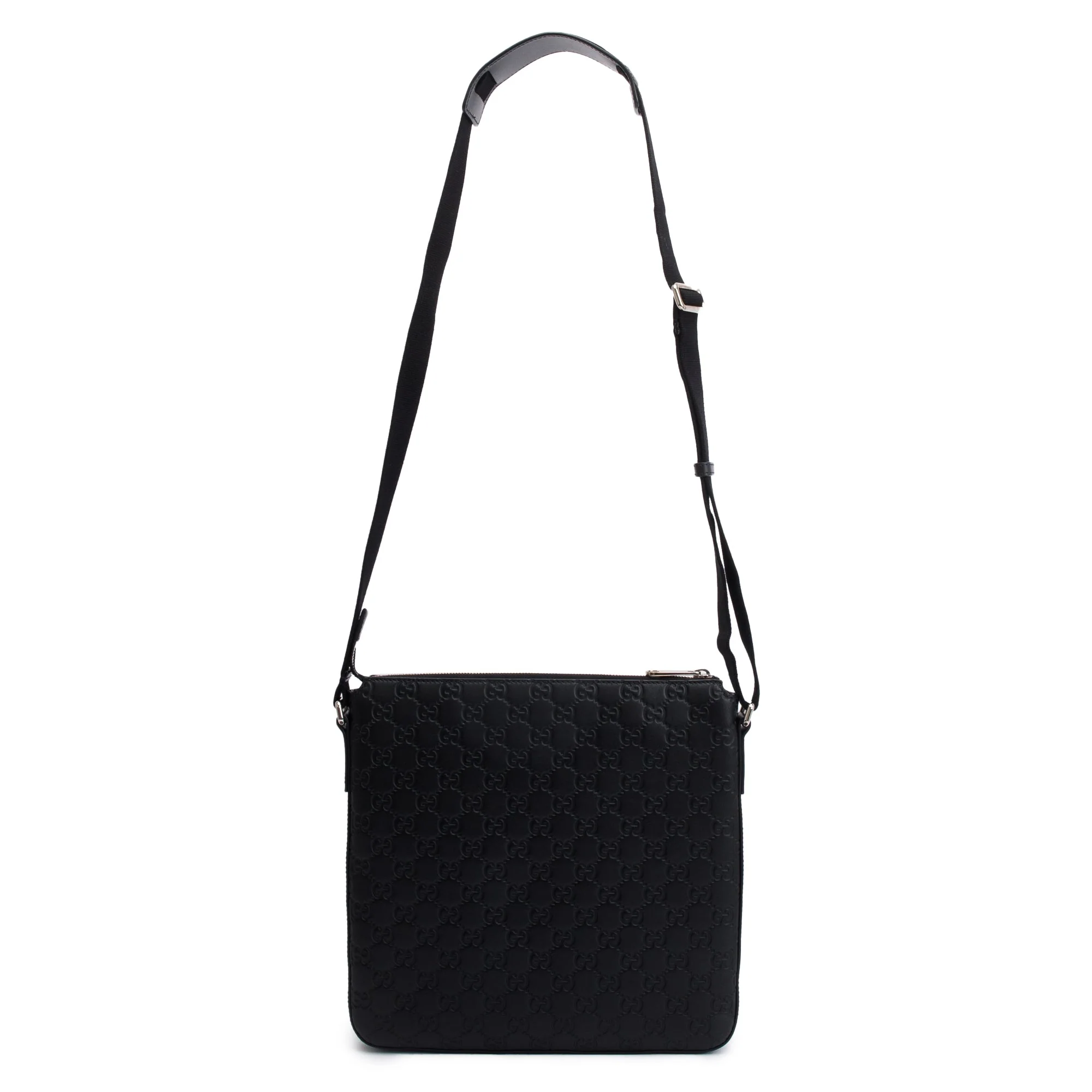 Gucci Black GG Signature Leather Medium Messenger Bag w/ Box - Image 6