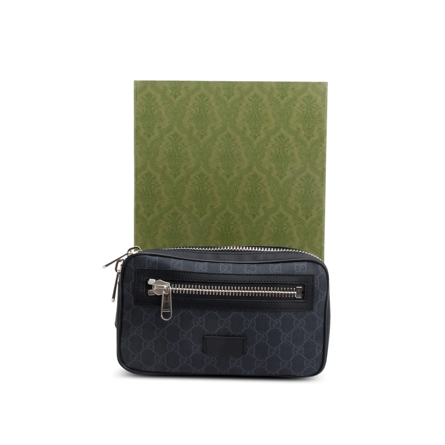 Gucci Black GG Supreme Belt Bag with Zip Pocket w/ Box - Image 2