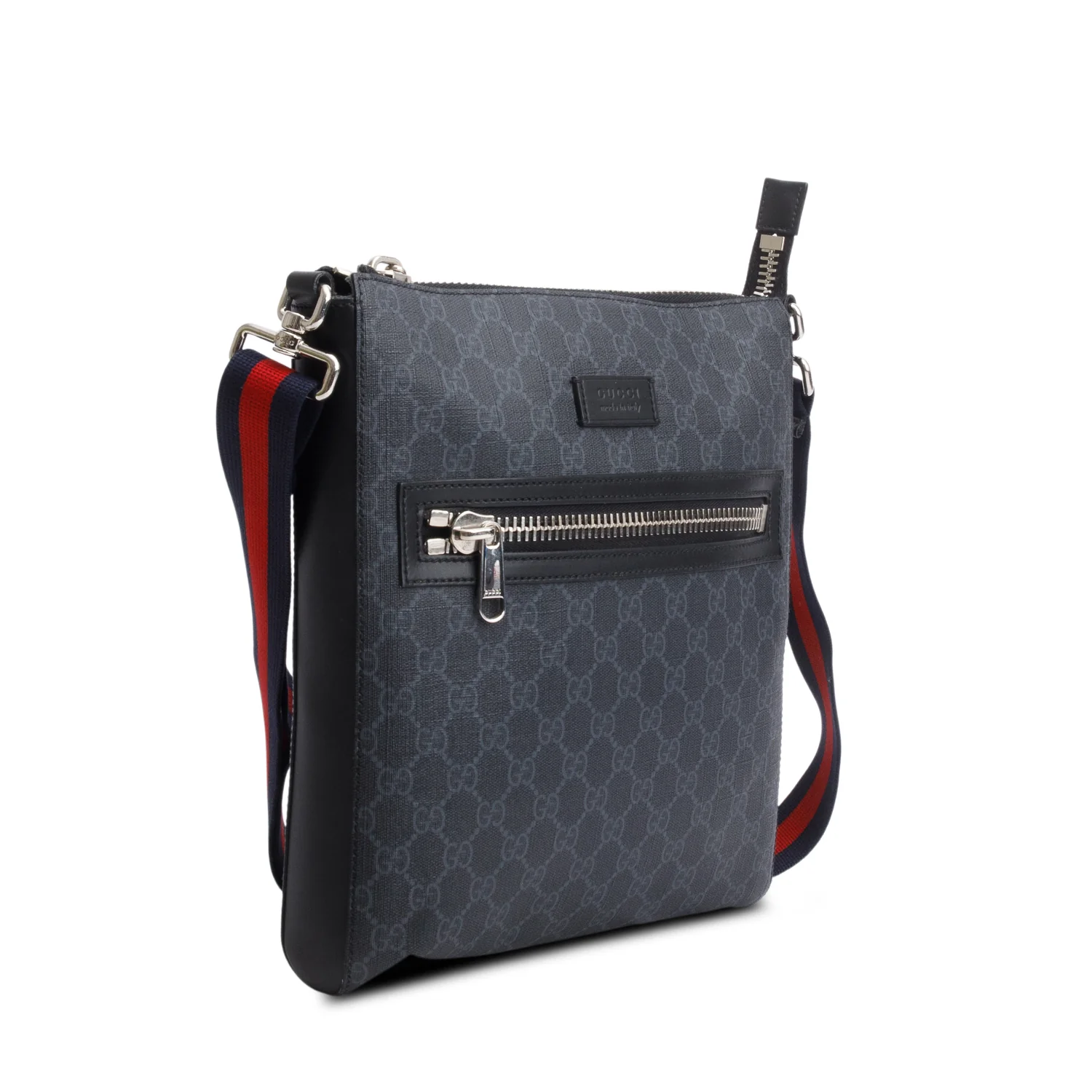 Gucci Black GG Supreme Canvas Calfskin Messenger Bag w/ Box - Image 5