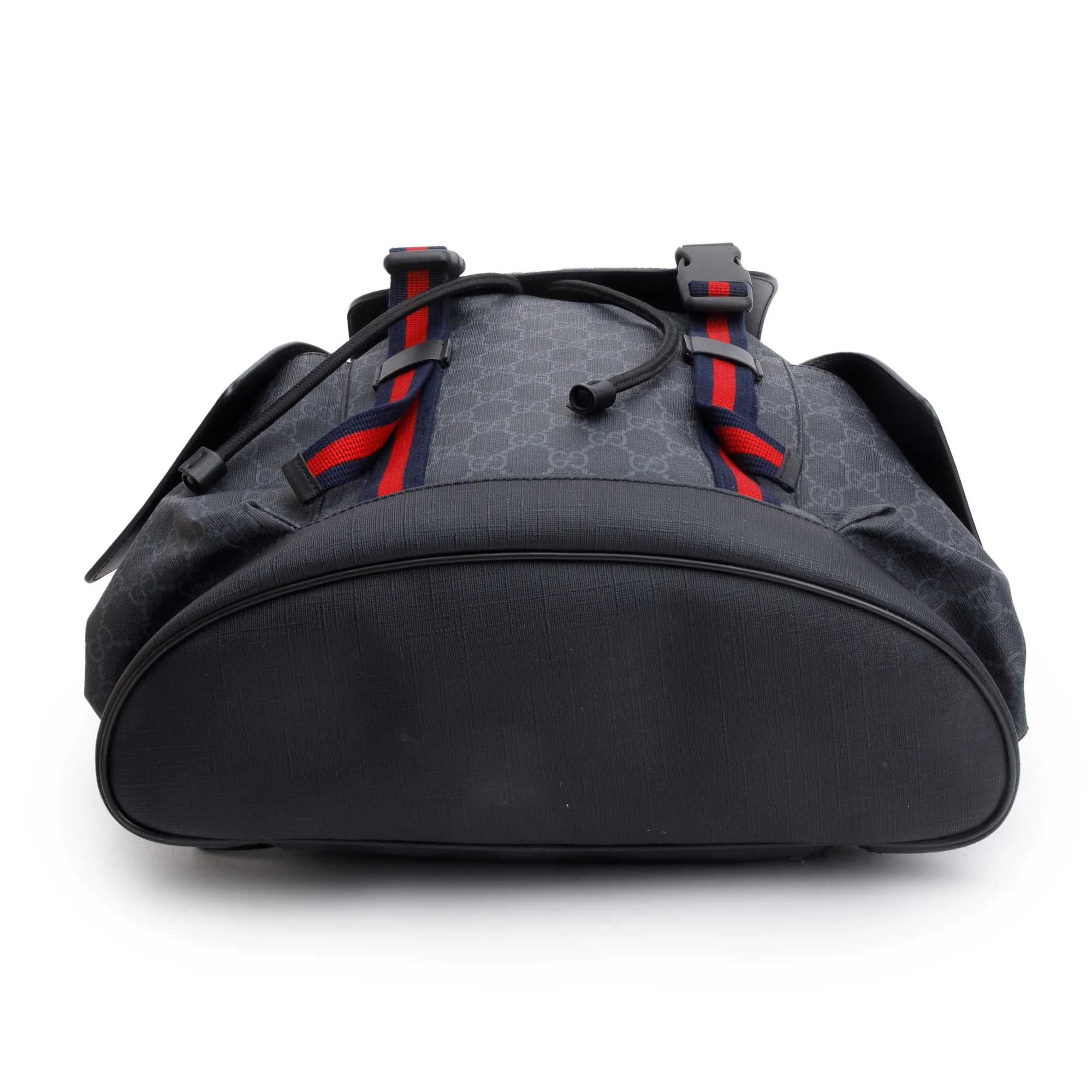 Gucci Black GG Supreme Double Buckle Backpack - Image 6