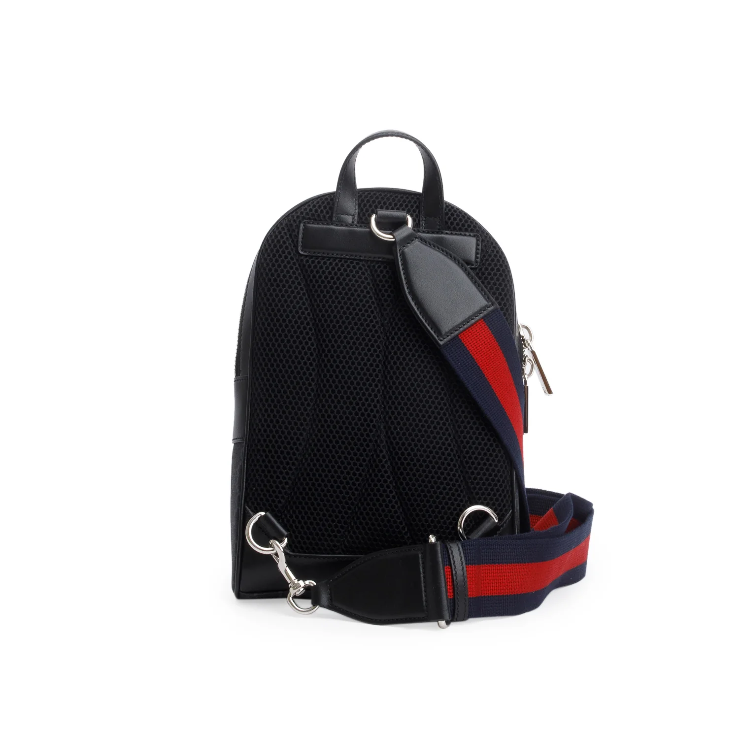 Gucci Black GG Supreme Monogram Calfskin Web Sling Backpack w/ Box - Image 5