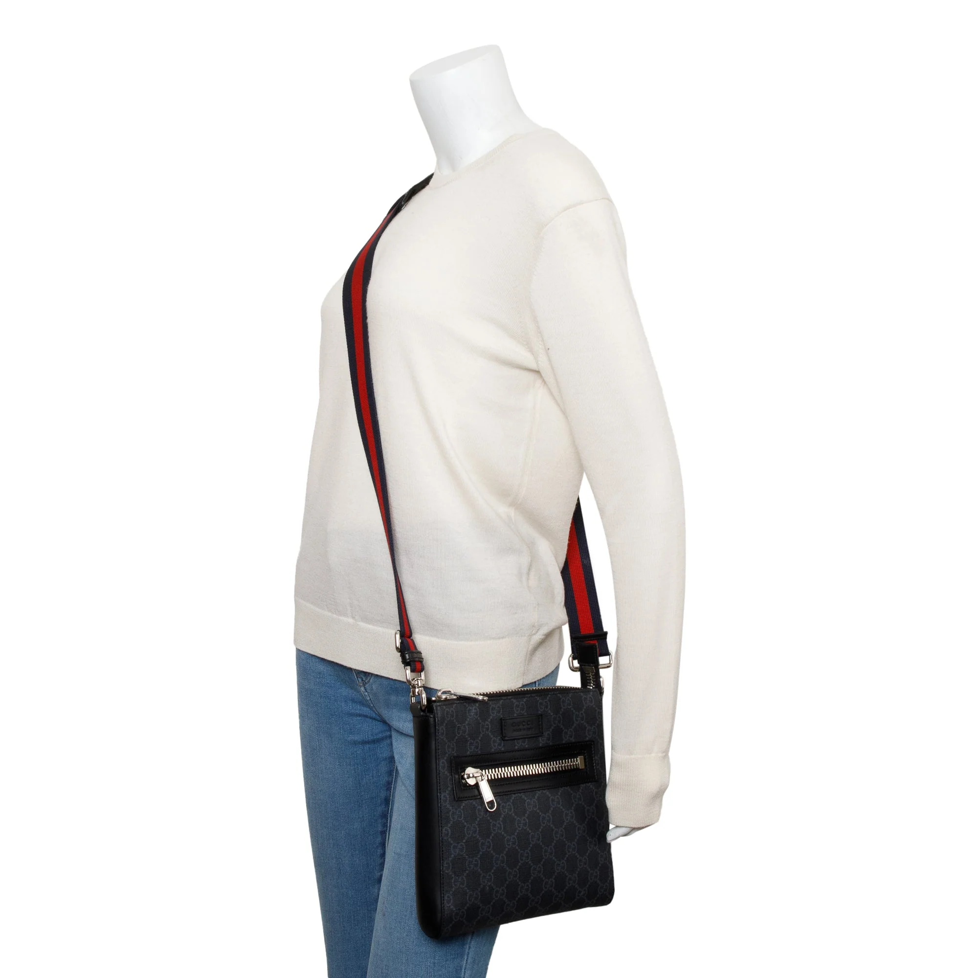 Gucci Black GG Supreme Small Messenger Bag w/ Box - Image 2