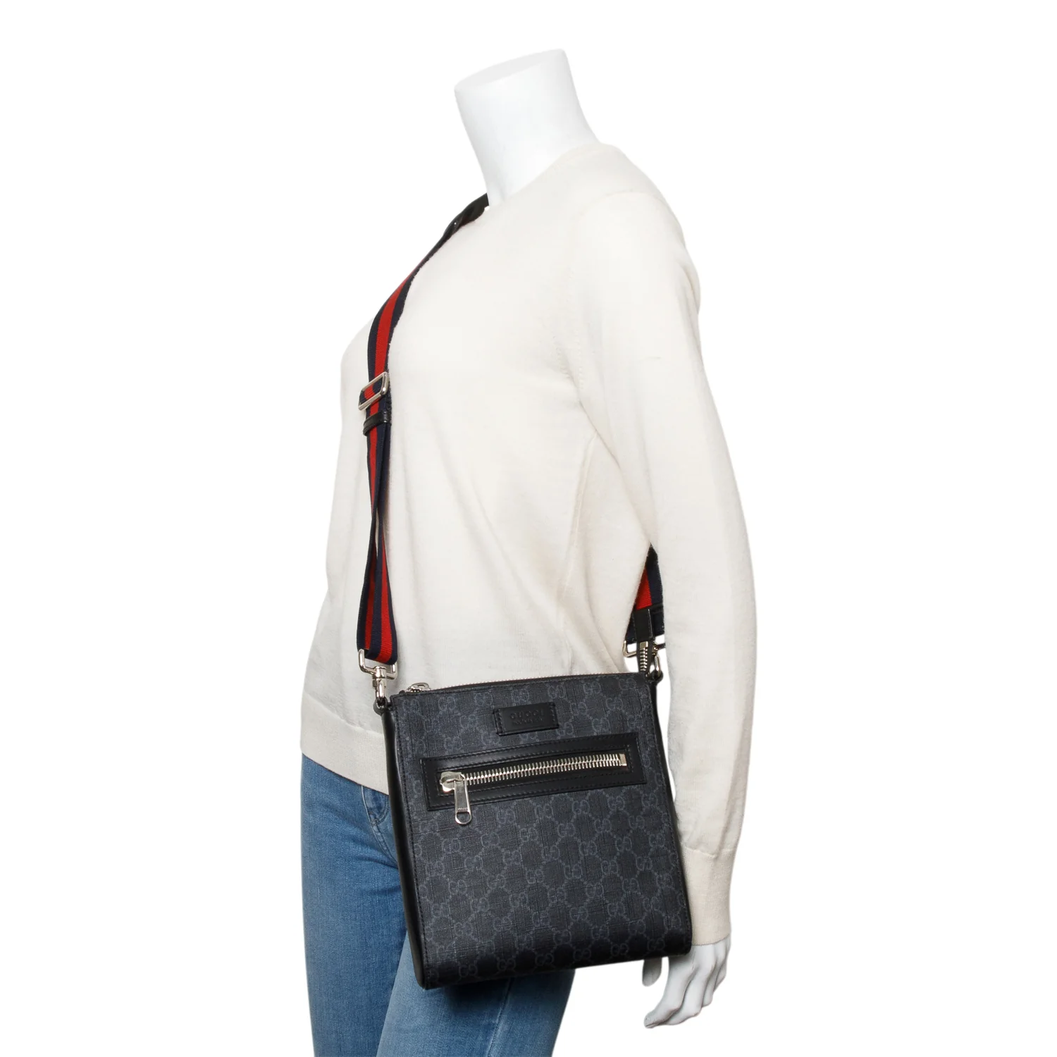 Gucci Black GG Supreme Small Messenger Bag w/ Box & Receipt - Image 2