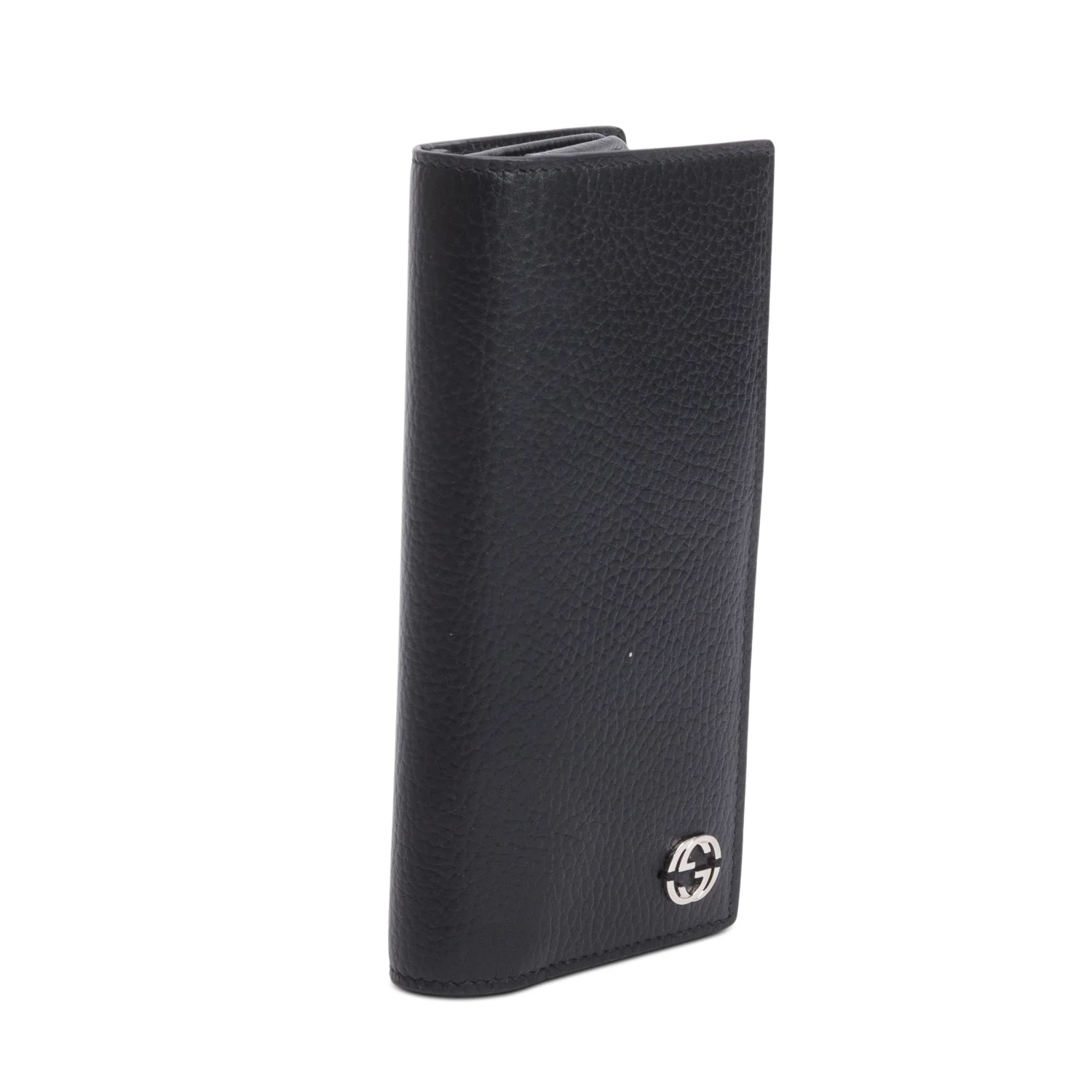 Gucci Black Grained Leather Interlocking GG Long Wallet W/ Box - Image 3