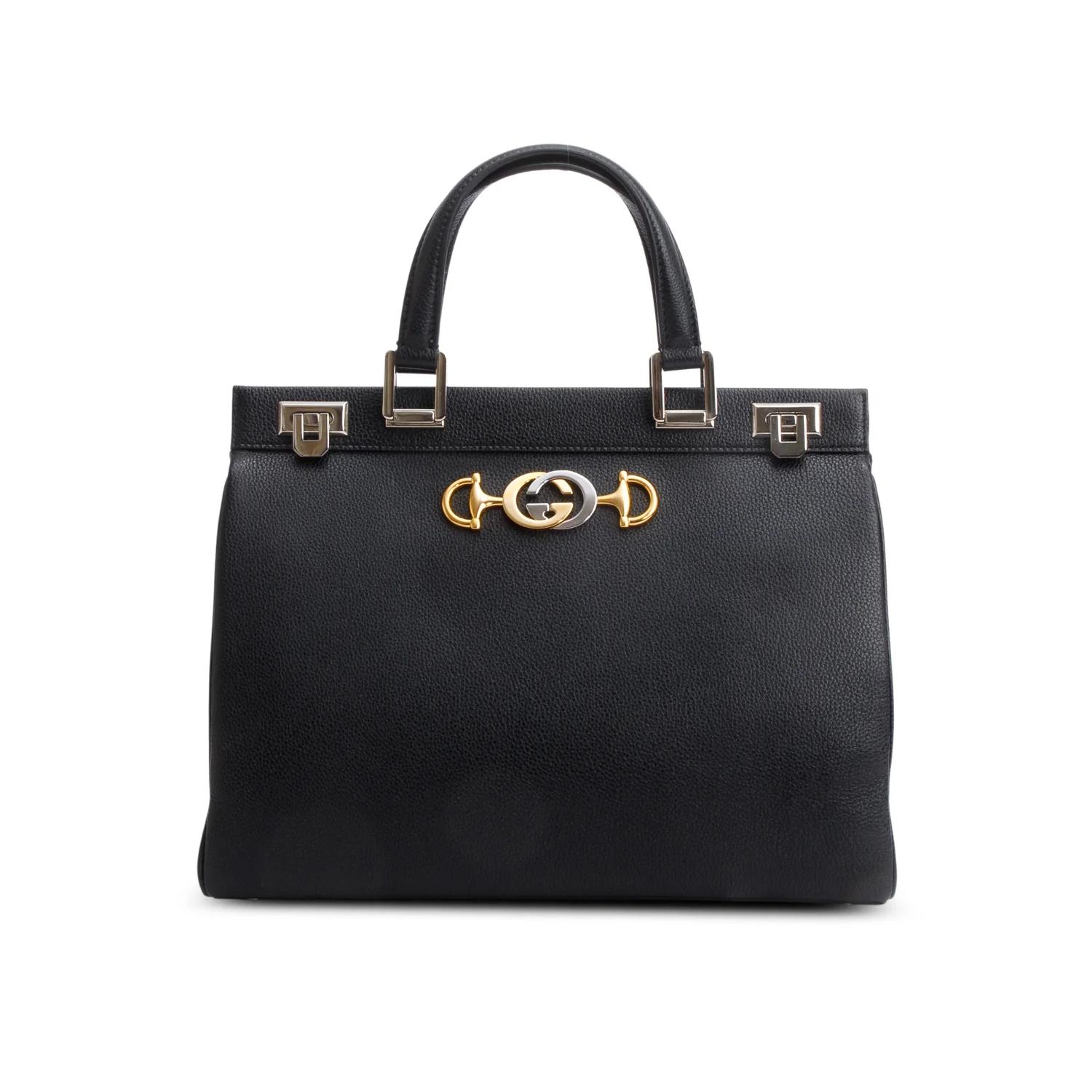 Gucci Black Grainy Calfskin Medium Zumi Top Handle w/ Box & Strap - Image 4