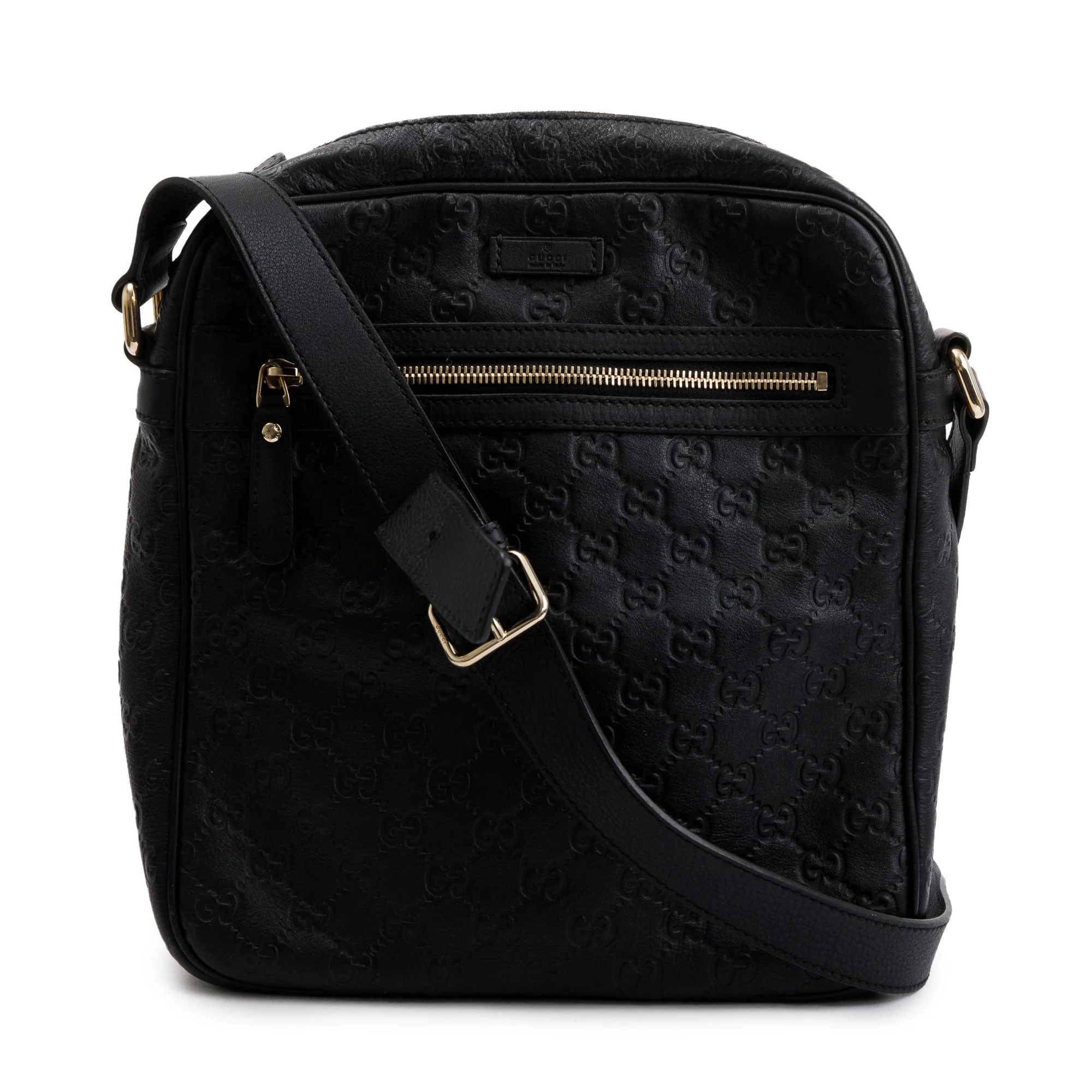 Gucci Black Guccissima Leather Messenger Bag