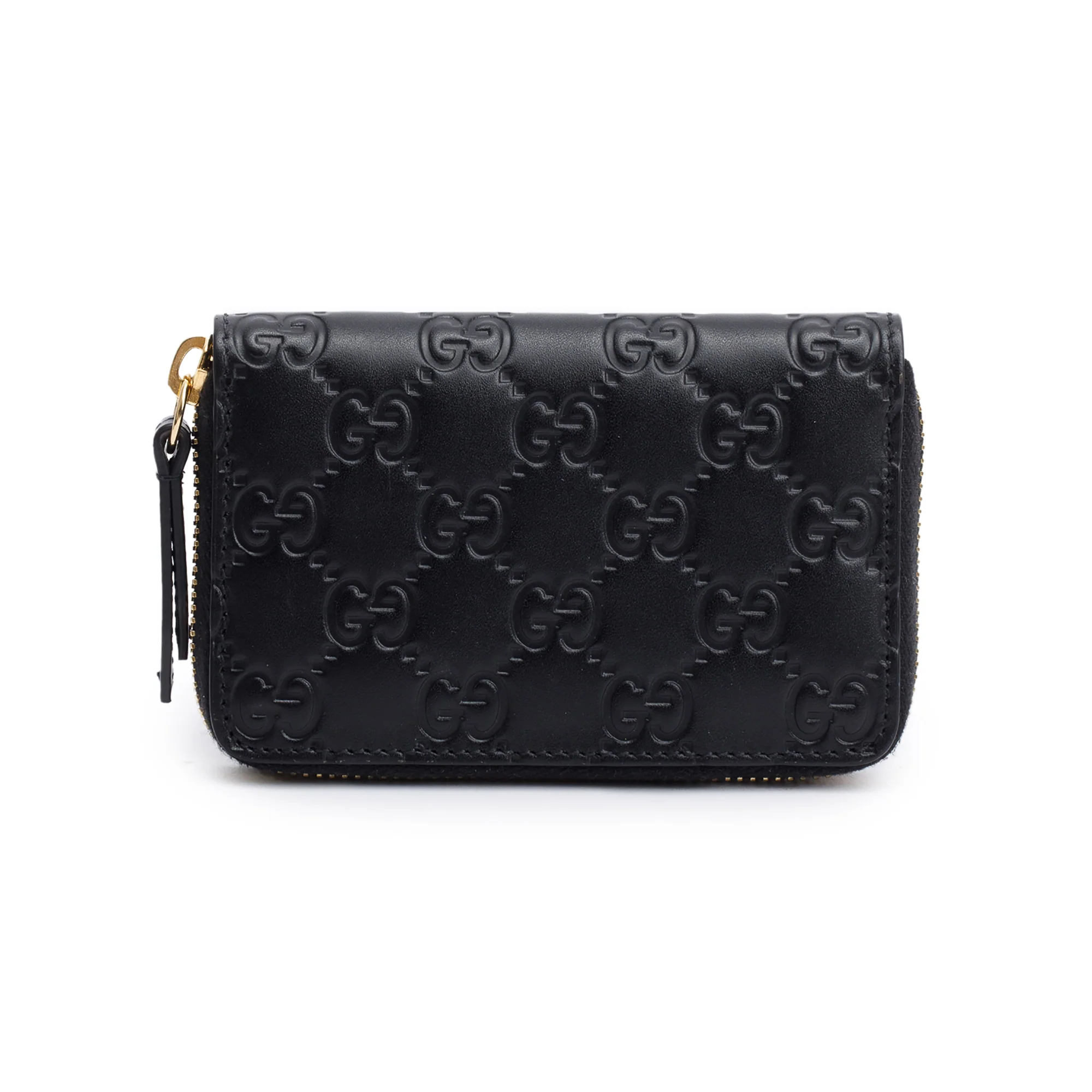 Gucci Black Guccissima Leather Zip Around Card Case w/ Box & Receipt