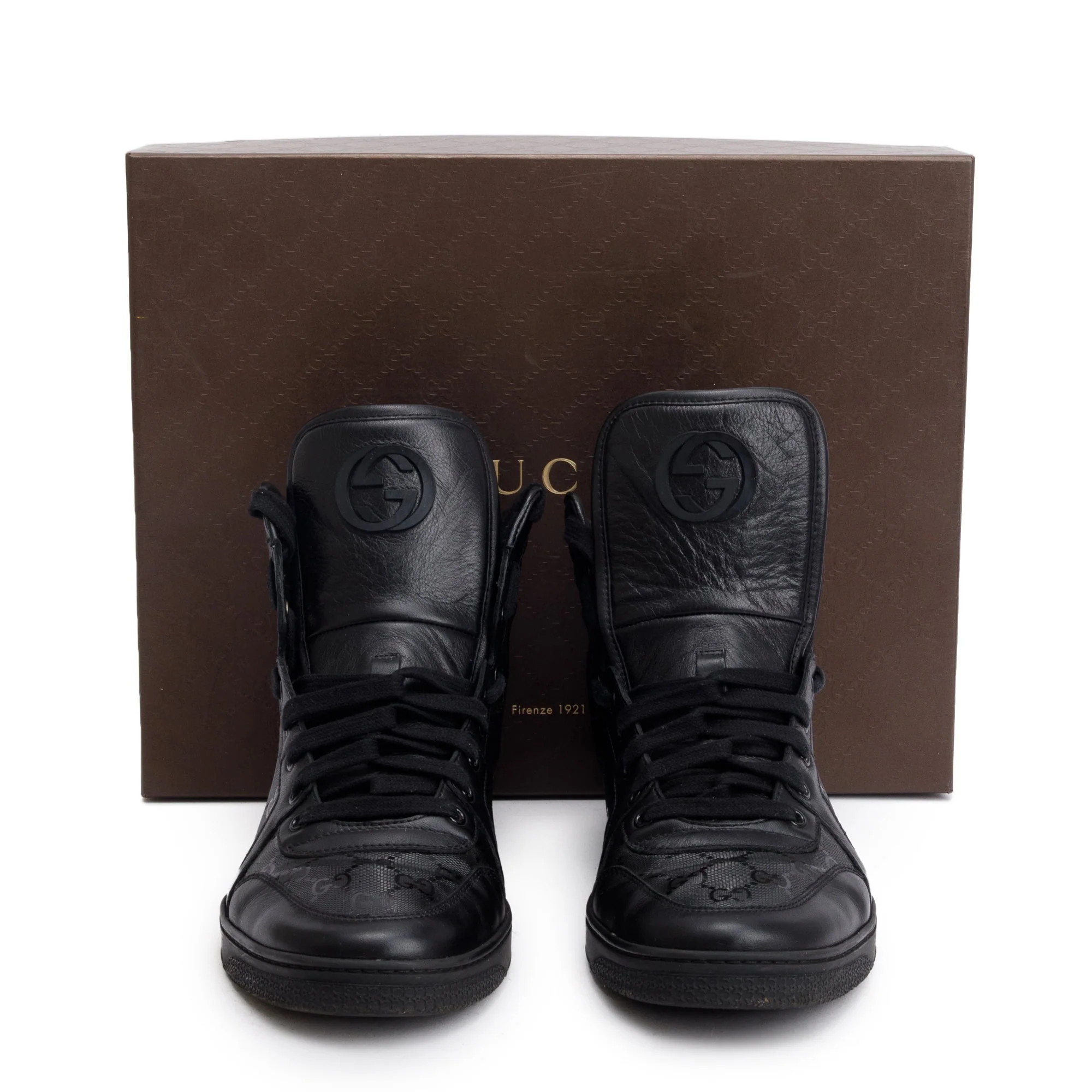Gucci Black Imprime Coda High Top Sneakers, Size 9 w/ Box - Image 2