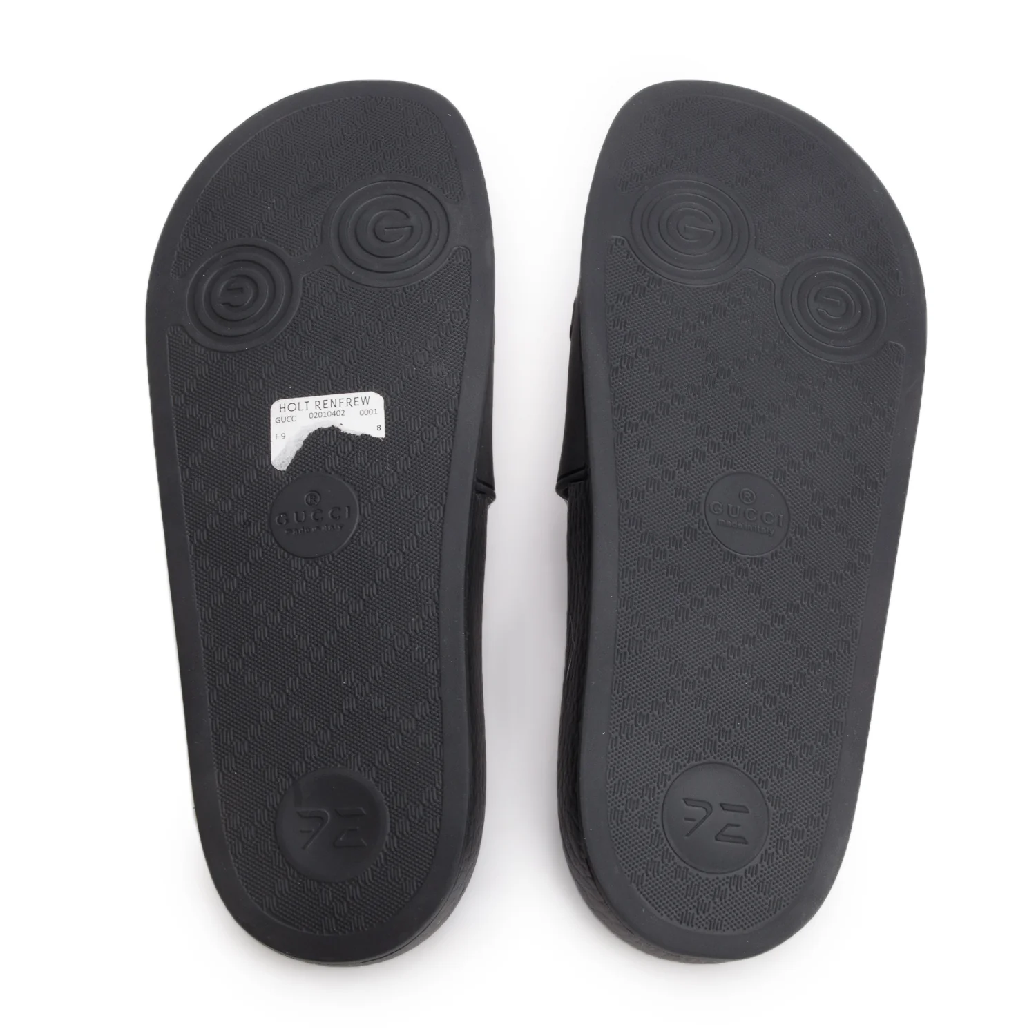 Gucci Black Interlocking G Logo Rubber Slides, Size 38 w/ Box - Image 6