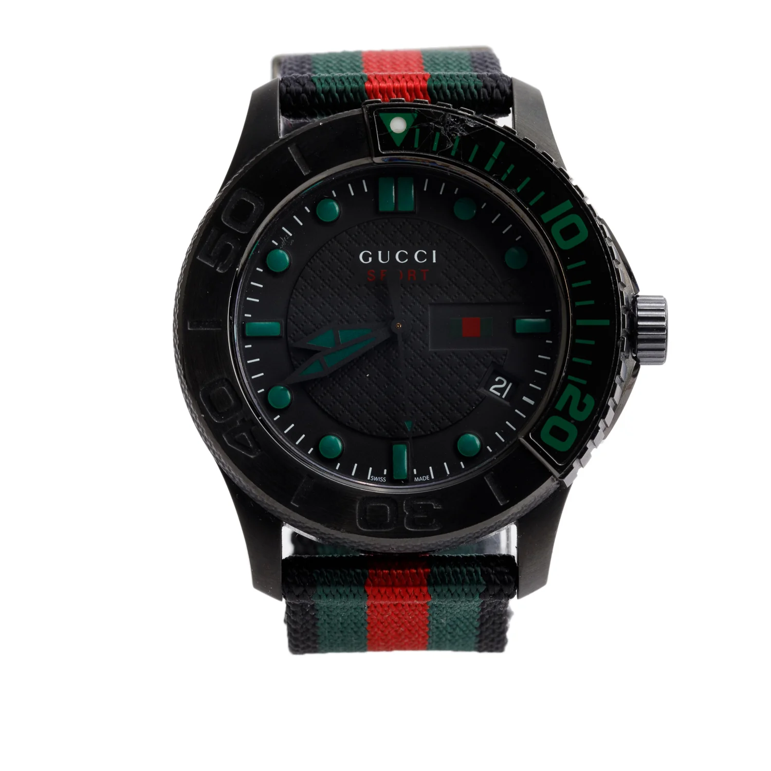 Gucci Black Ion Plated Stainless Steel G-Timeless Sport 44 MM Quartz Watch Black Dial
