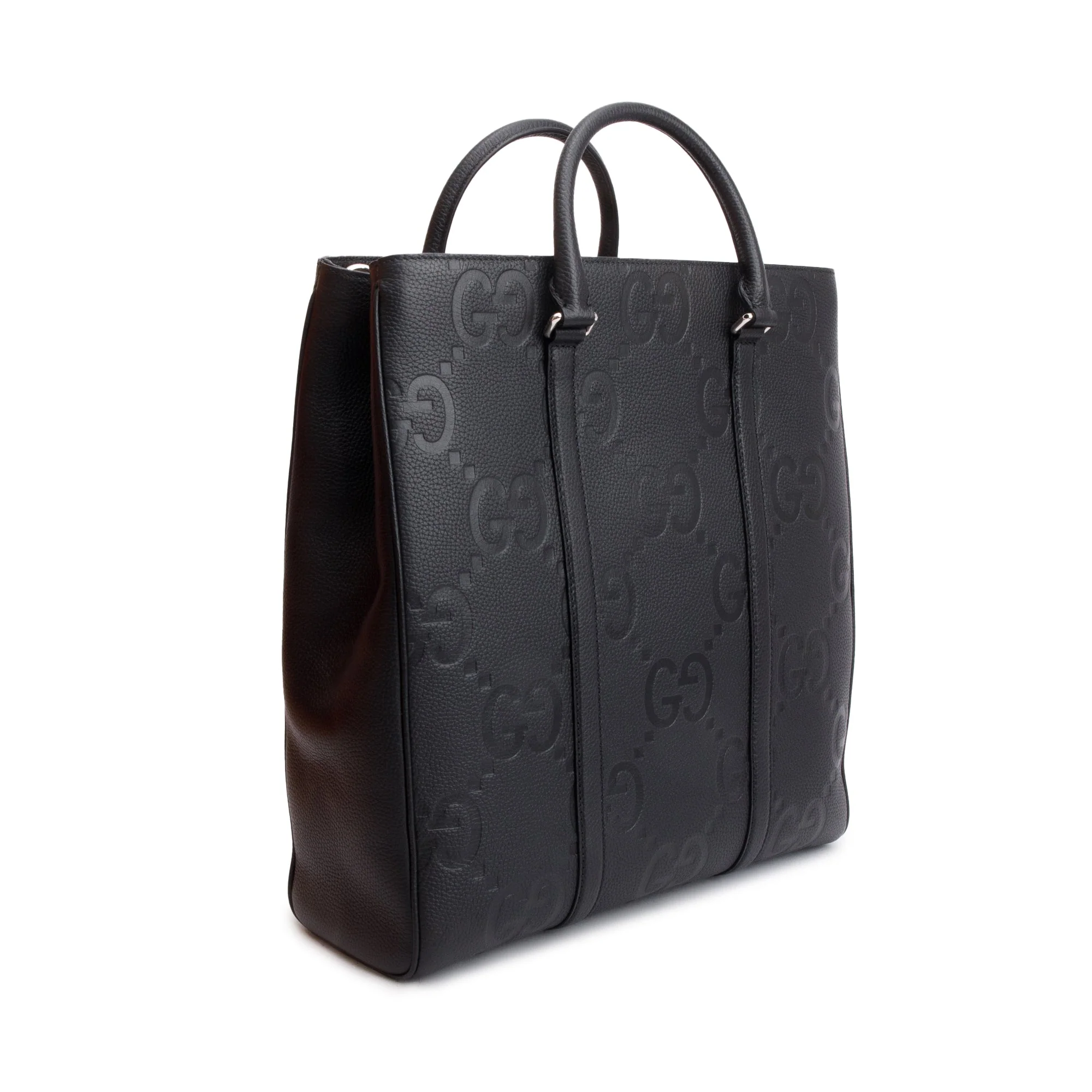 Gucci Black Jumbo GG Embossed Calfksin Leather Convertible Tote - Image 4