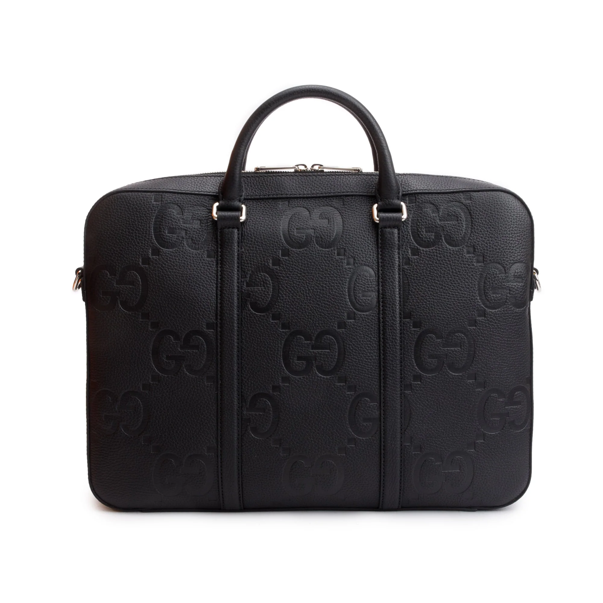Gucci Black Jumbo GG Embossed Calfskin Leather Briefcase - Image 3