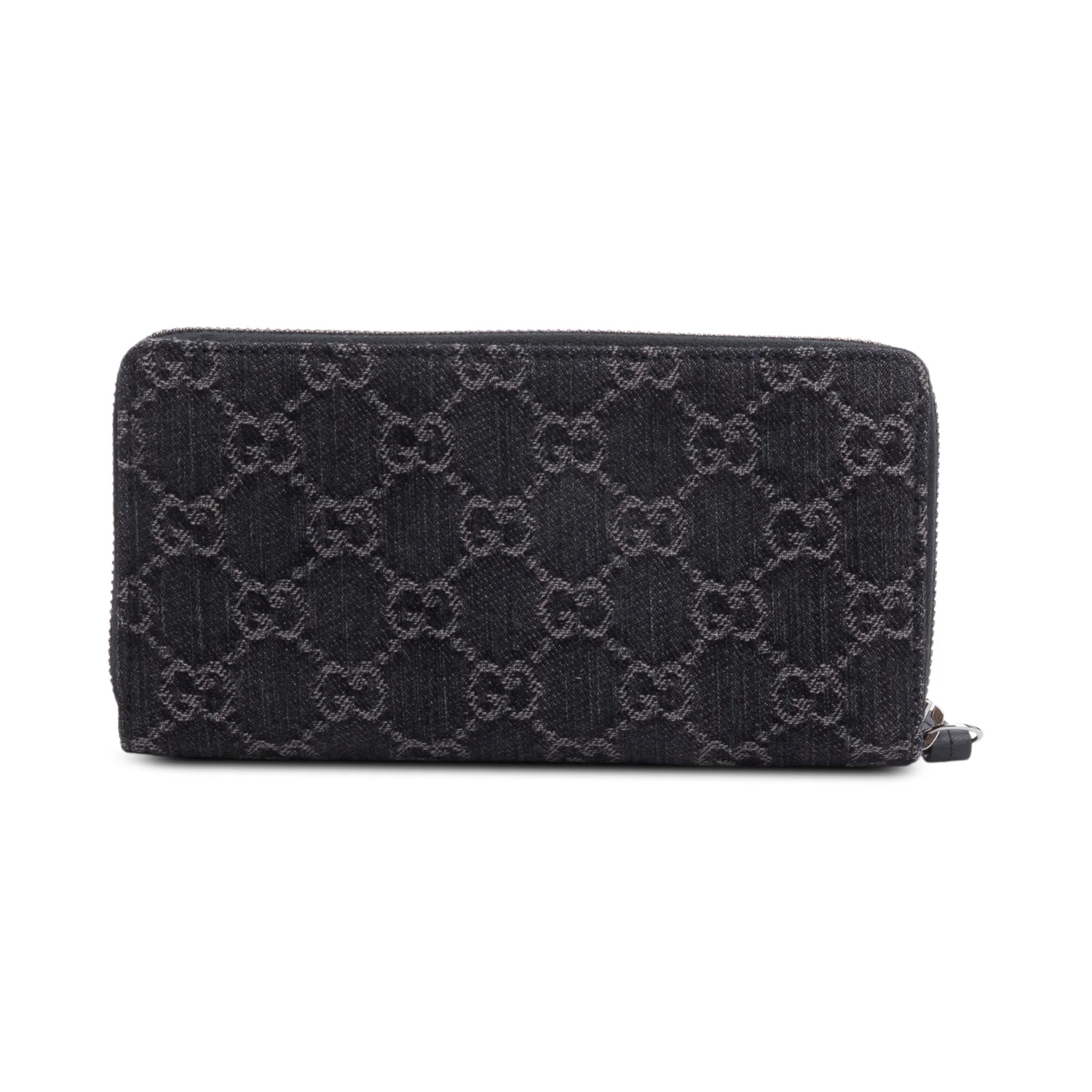 Gucci Black Leather Denim GG Marmont Zip Around Wallet w/ Box - Image 4