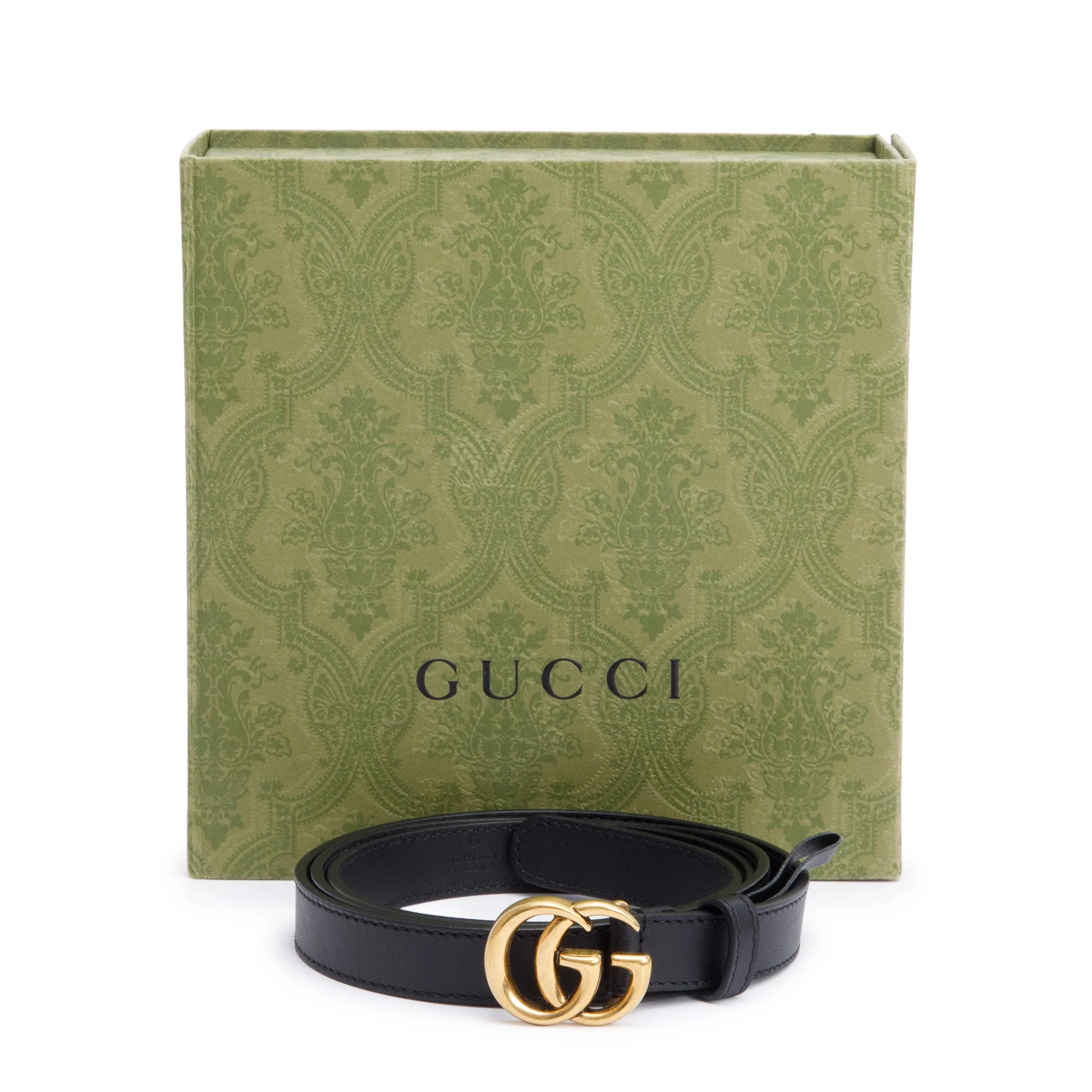Gucci Black Leather GG Marmont Thin Belt, 110 44 w/ Box - Image 2