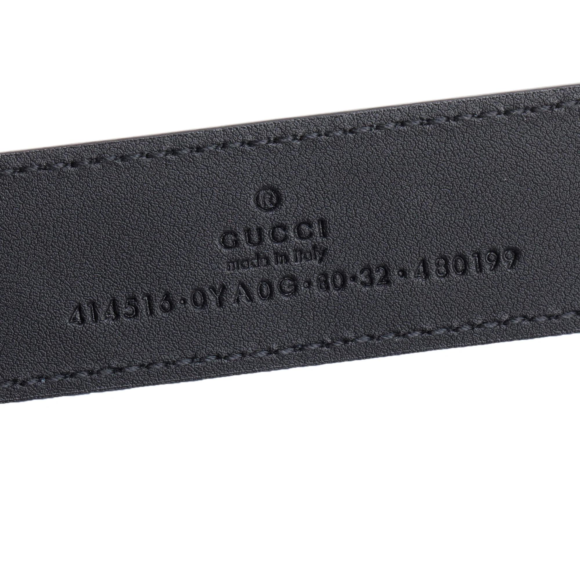 Gucci Black Leather GG Marmont Thin Belt, 80 32 - Image 2