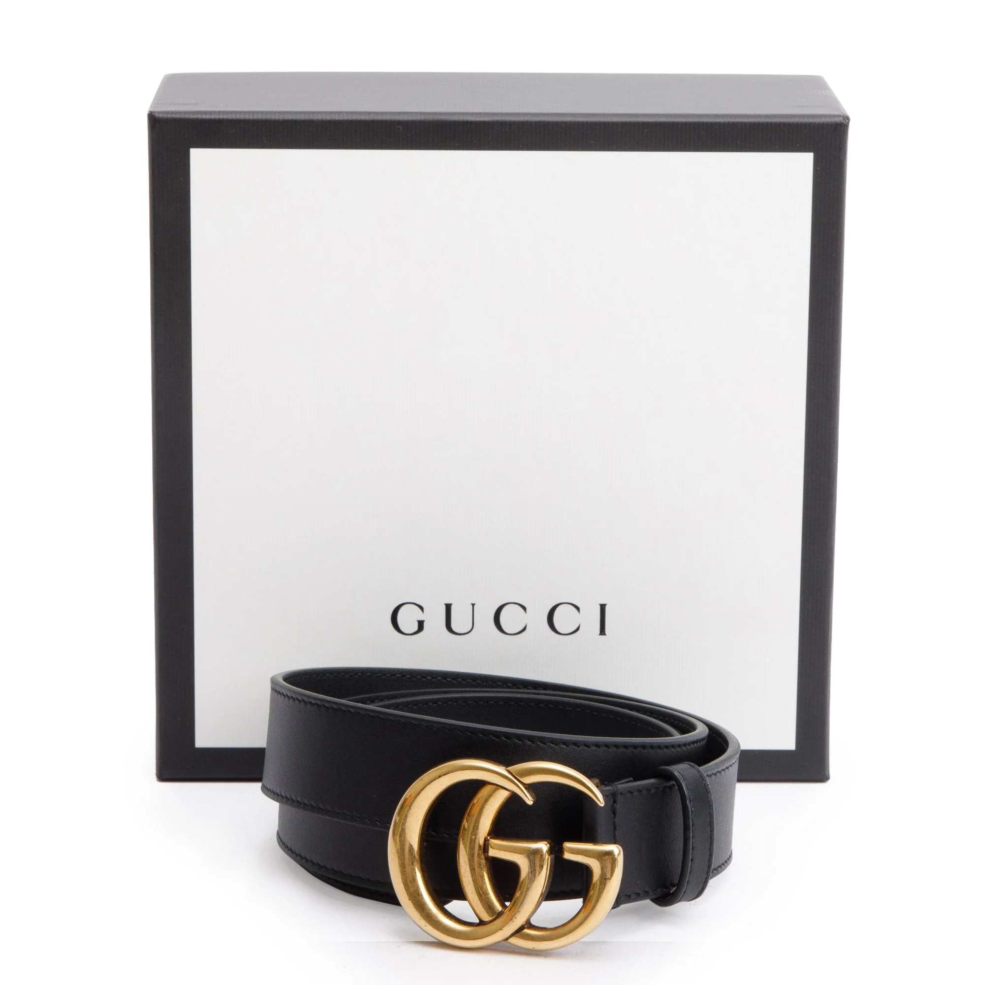 Gucci Black Leather GG Marmont Thin Belt, 90 36 w/ Box - Image 2