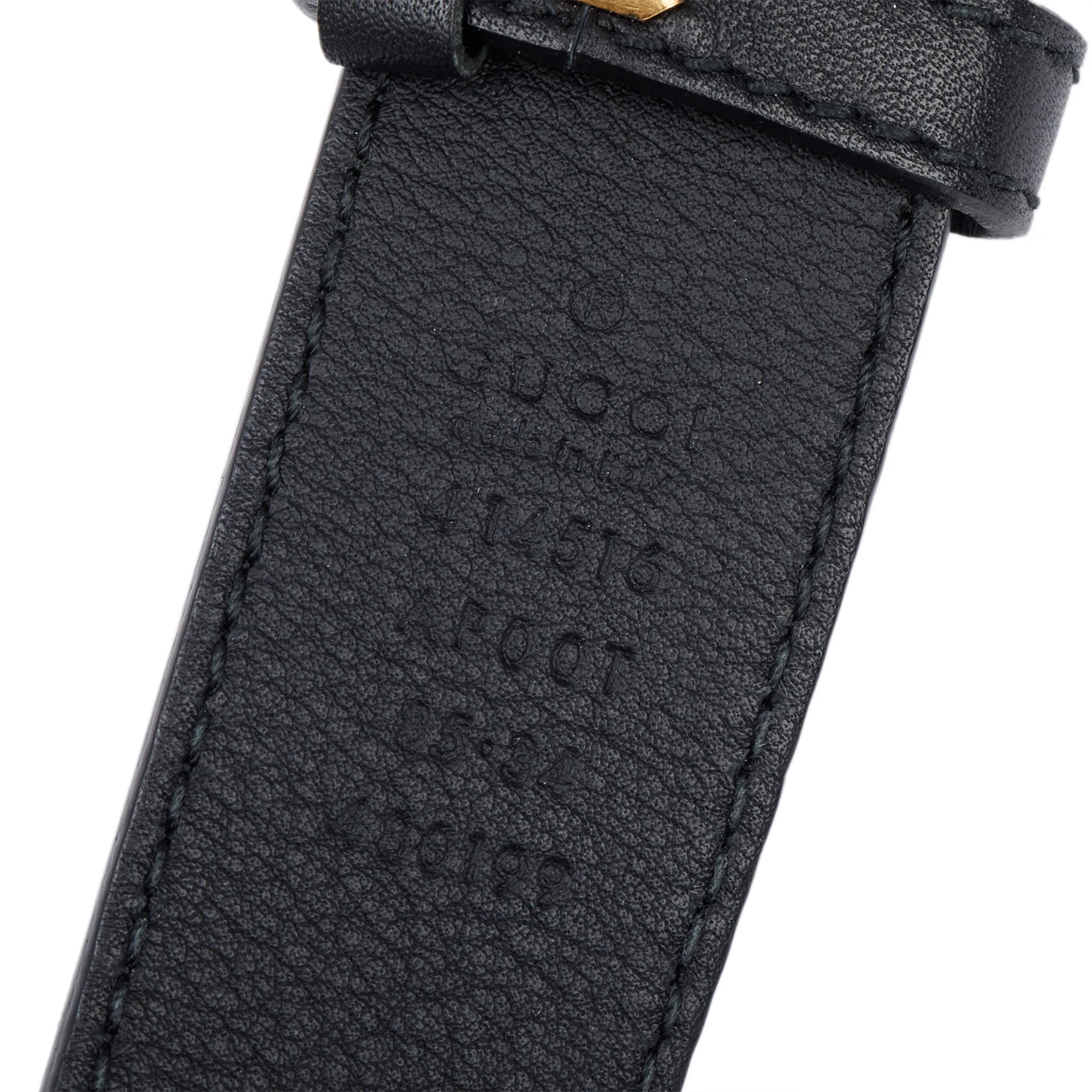 Gucci Black Leather GG Marmont Thin Belt with Shiny Buckle, 85 34 - Image 2