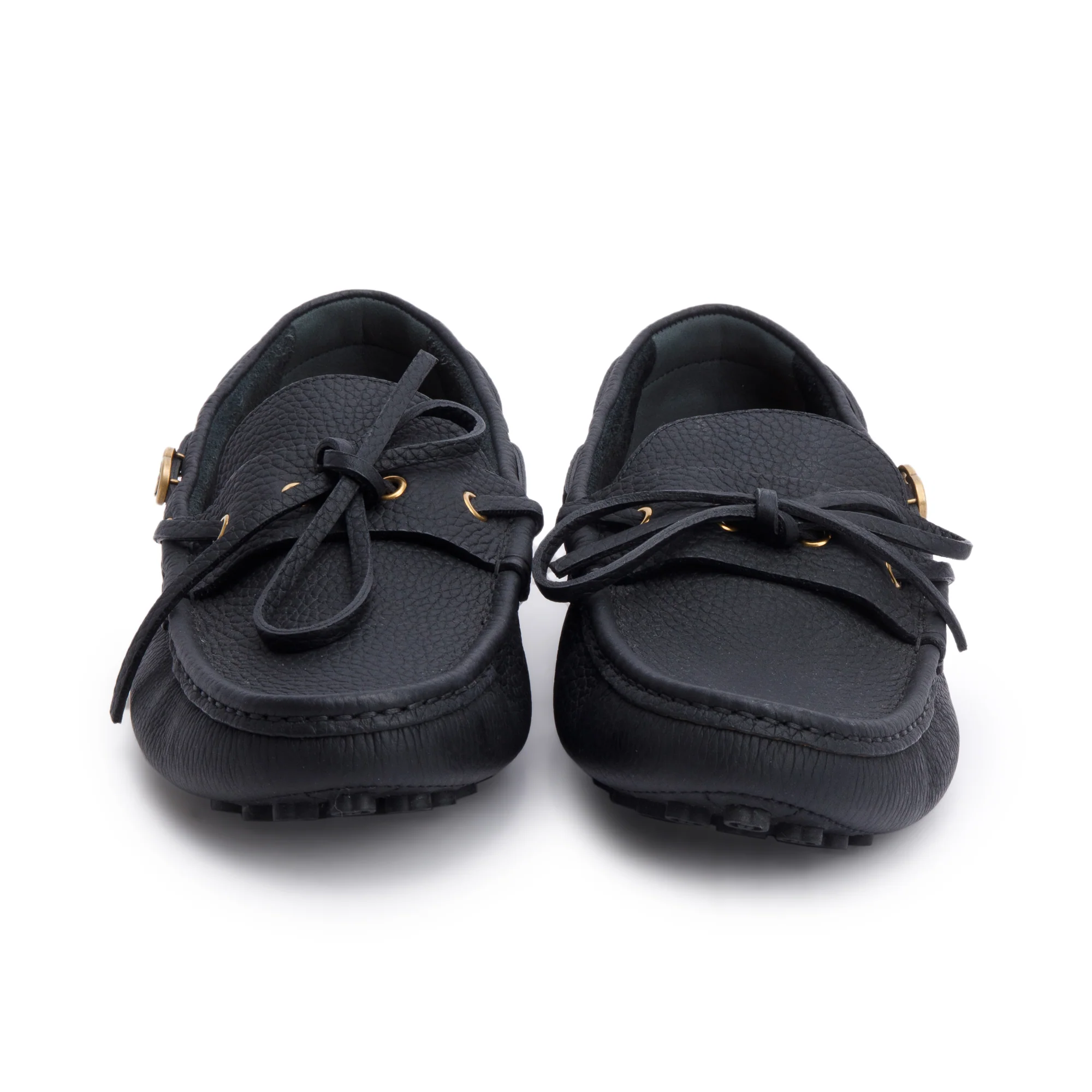 Gucci Black Leather Interlocking G Accent Drivers Loafers, Size 42 - Image 4