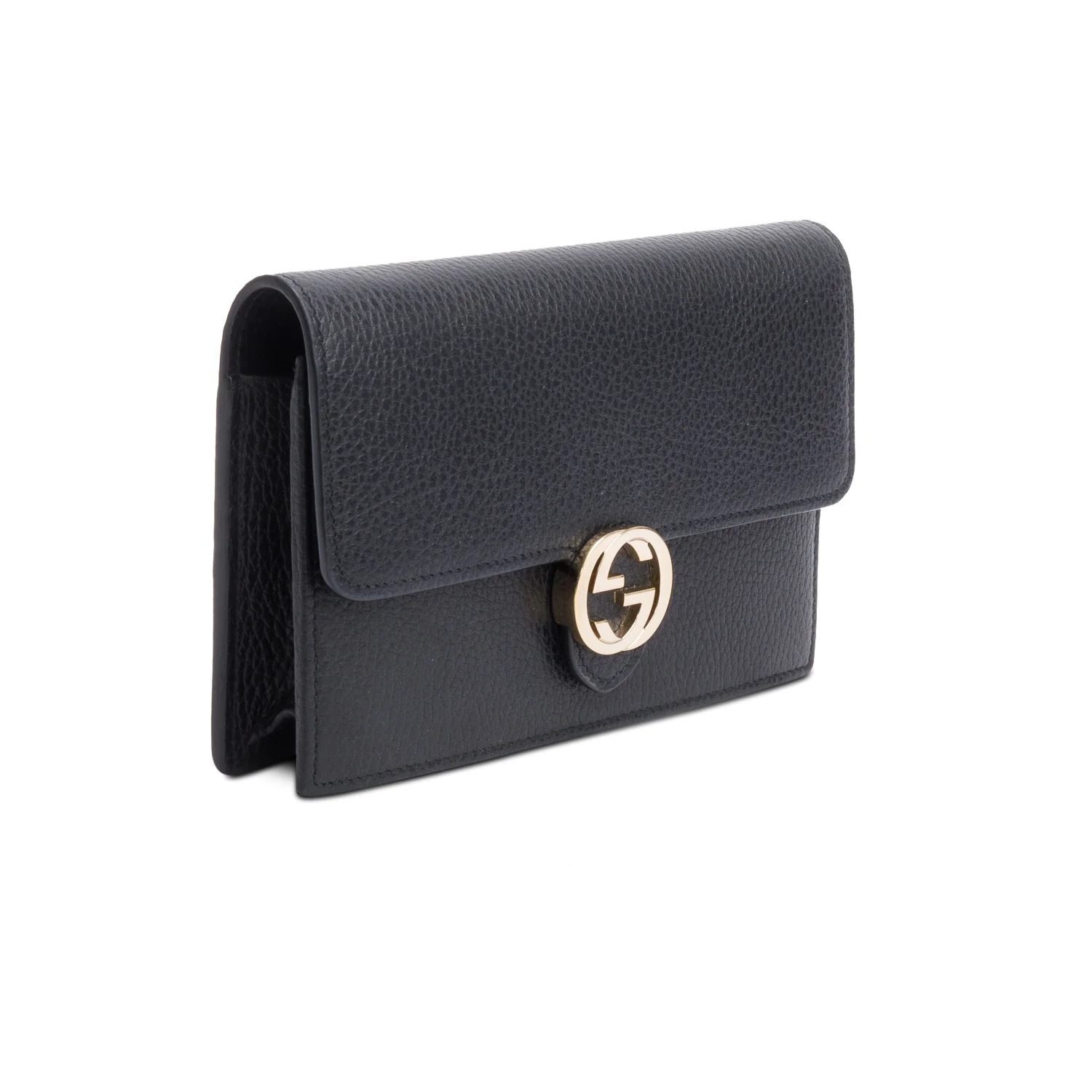 Gucci Black Leather Interlocking G Wallet on Chain w/ Box - Image 5
