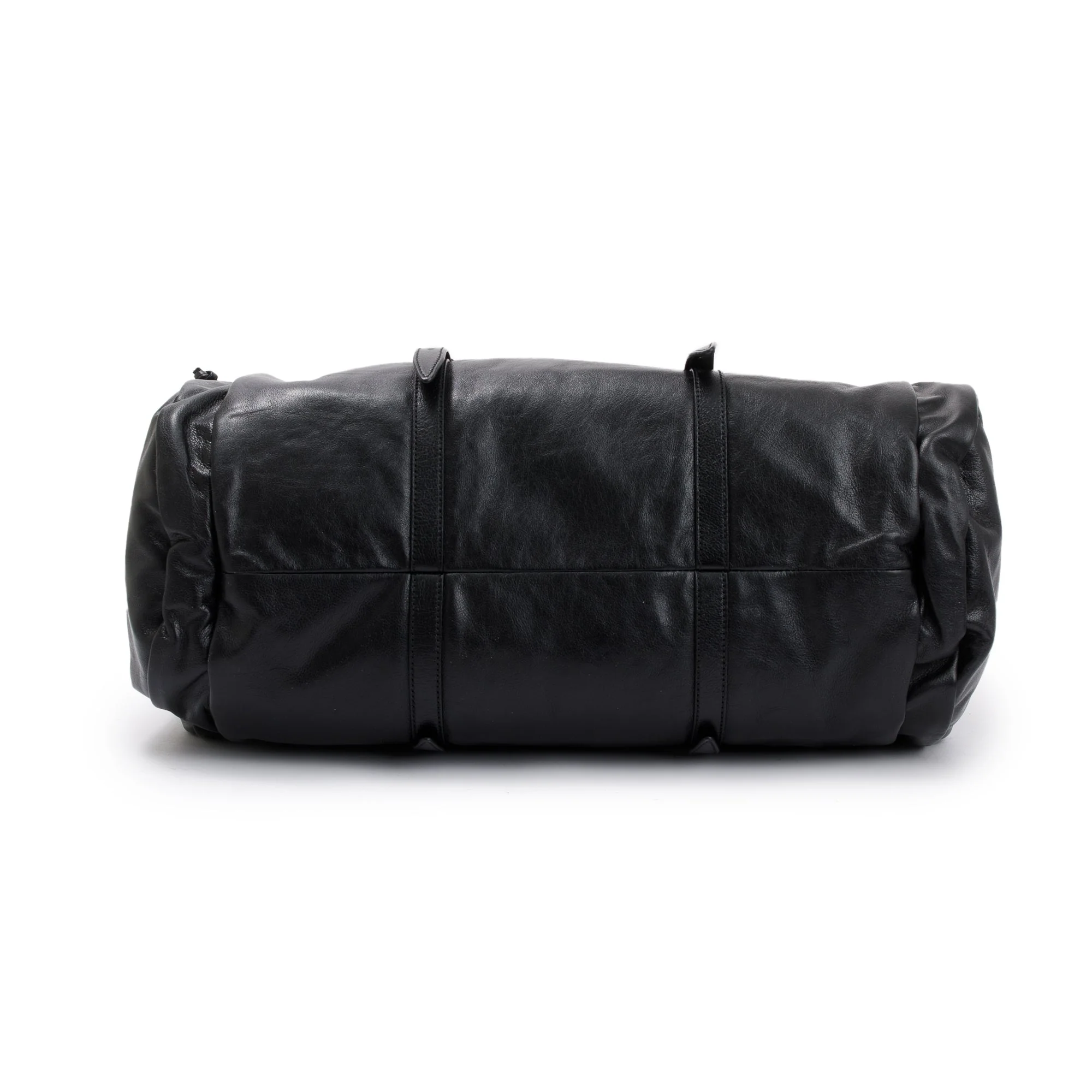 Gucci Black Leather Large Duffle Bag with Tonal Double G w/ Strap - Image 6